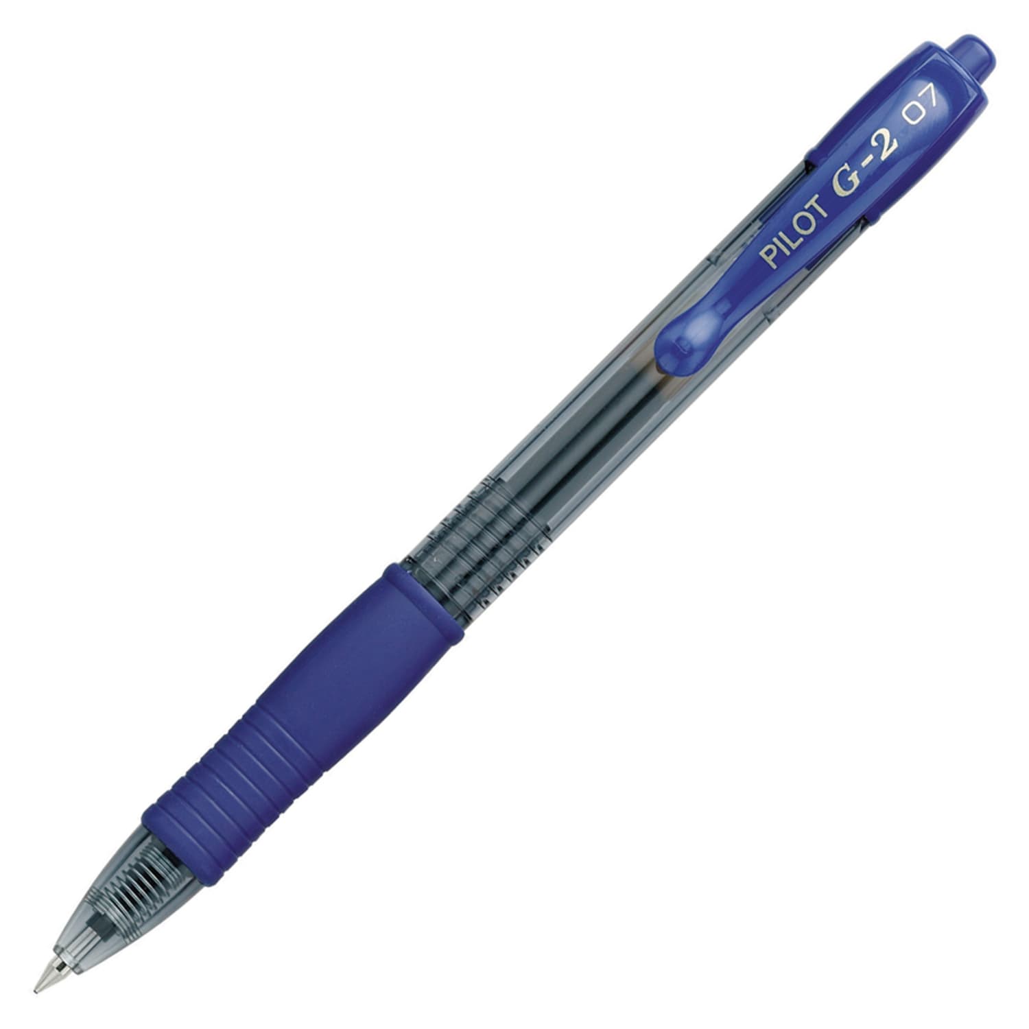 Pilot G2 Retractable Gel Pens, Fine Point, 0.7 mm, Clear Barrels, Blue Ink, Pack Of 4 Pens - Image 3