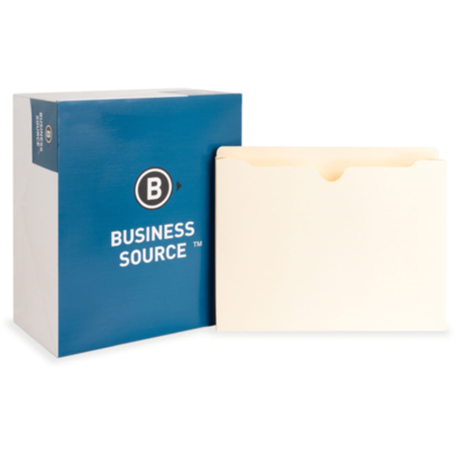 Business Source Full Height Sides Manila File Pockets, 8 1/2in x 11in, 1 1/2in Expansion, Straight Tab Cut, Box Of 50 - Image 3