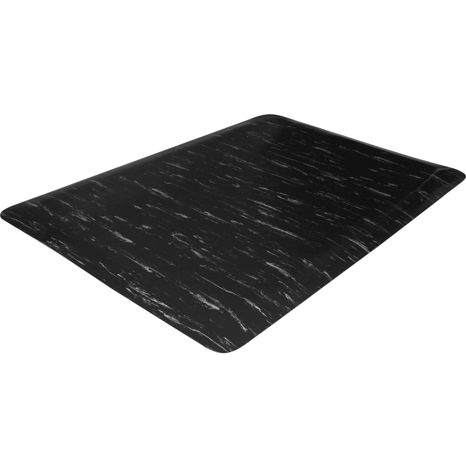 Genuine Joe Marble Top Anti-fatigue Mats - Office, Airport, Bank, Copier, Teller Station, Service Counter, Assembly Line, Industry - 24in Width x 36in Depth x 0.500in Thickness - High Density Foam (HDF) - Black Marble - 1 Each
