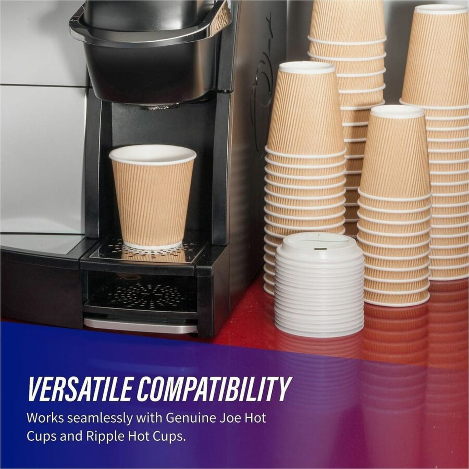 Genuine Joe Ripple Hot Cup Protective Lids, 10 - 16 Oz, White, Pack Of 50 - Image 5