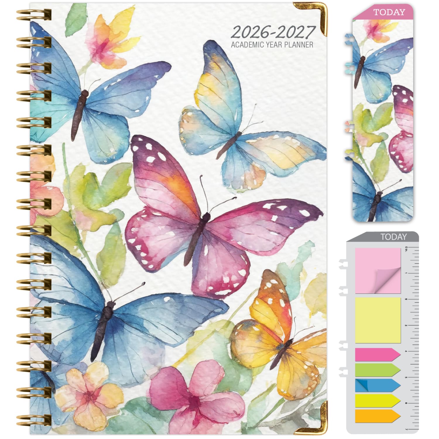 2026-2027 Excello Brands 14-Month Academic Year Hardcover Weekly/Monthly Fashion Planner, 5-1/2in x 8in, Watercolor Butterflies, May-June, Total Qty 1 - Image 3