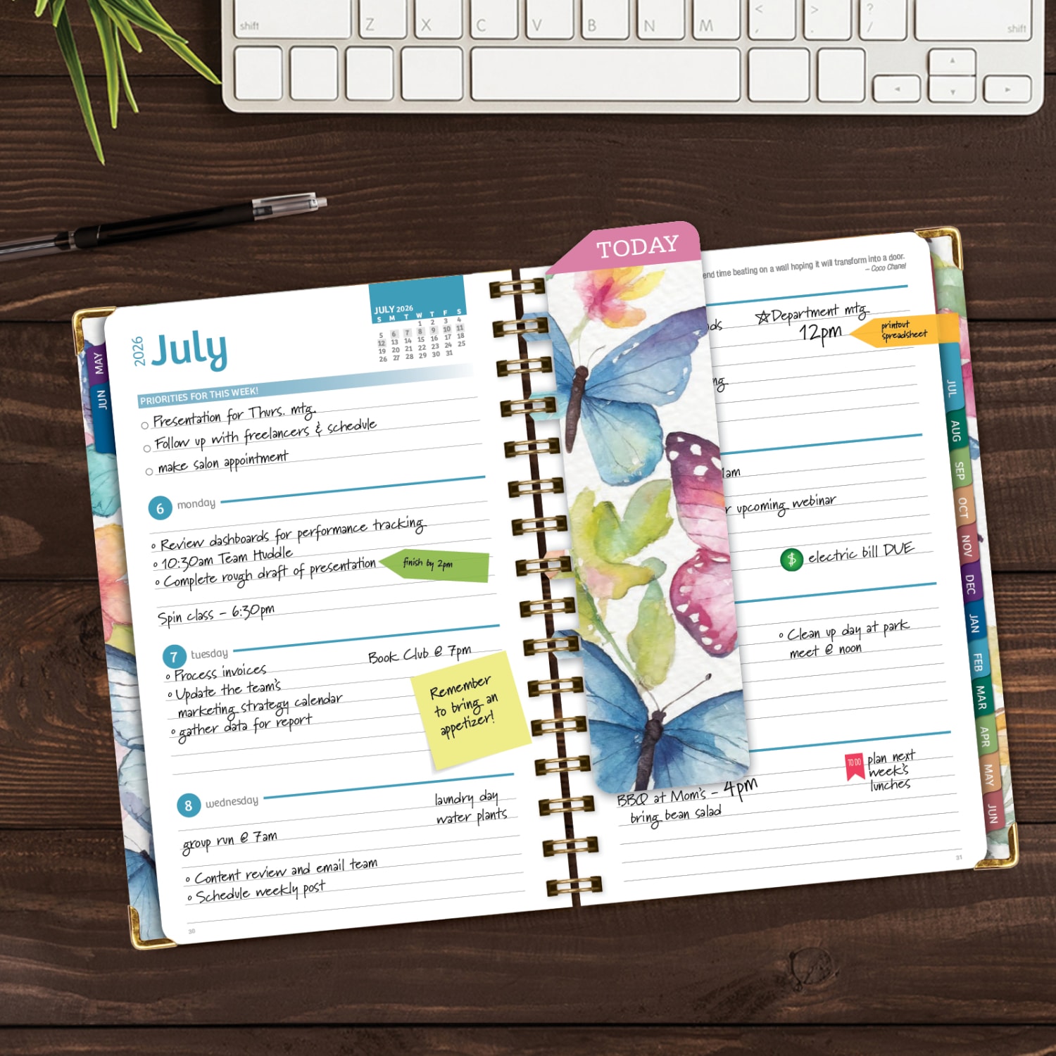 2026-2027 Excello Brands 14-Month Academic Year Hardcover Weekly/Monthly Fashion Planner, 5-1/2in x 8in, Watercolor Butterflies, May-June, Total Qty 1 - Image 4