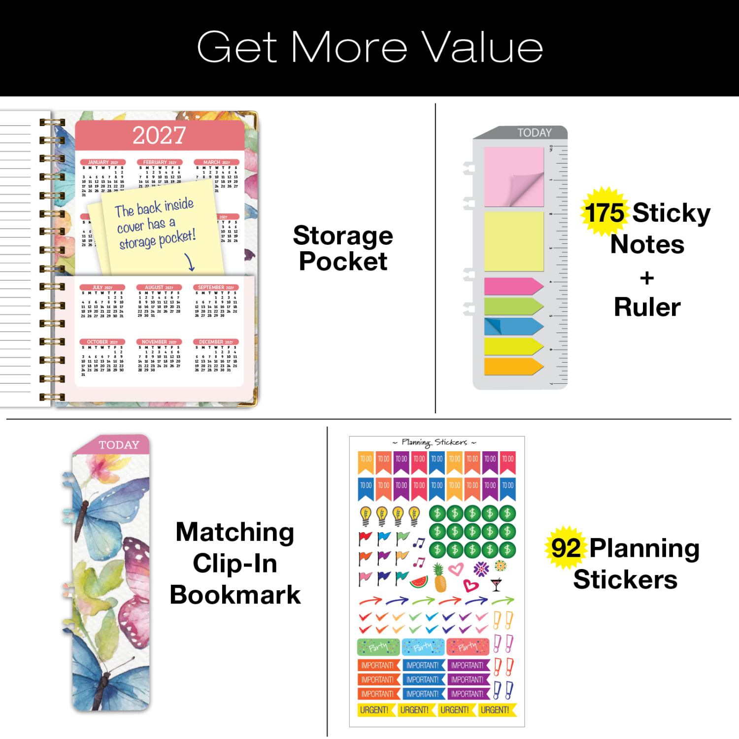 2026-2027 Excello Brands 14-Month Academic Year Hardcover Weekly/Monthly Fashion Planner, 5-1/2in x 8in, Watercolor Butterflies, May-June, Total Qty 1 - Image 6
