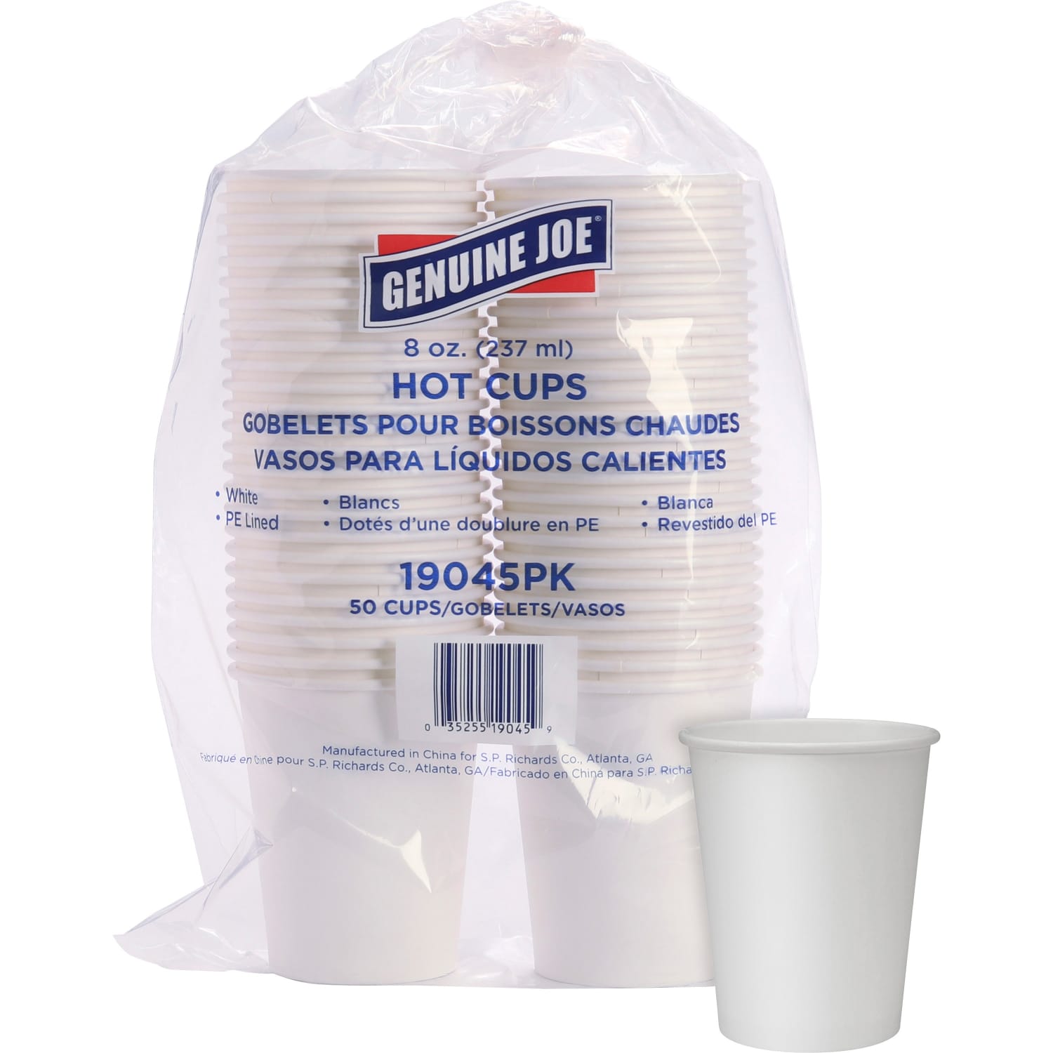 Genuine Joe Polyurethane-Lined Disposable Hot Cups, Single, 8 Oz, White, Pack Of 1000 - Image 4