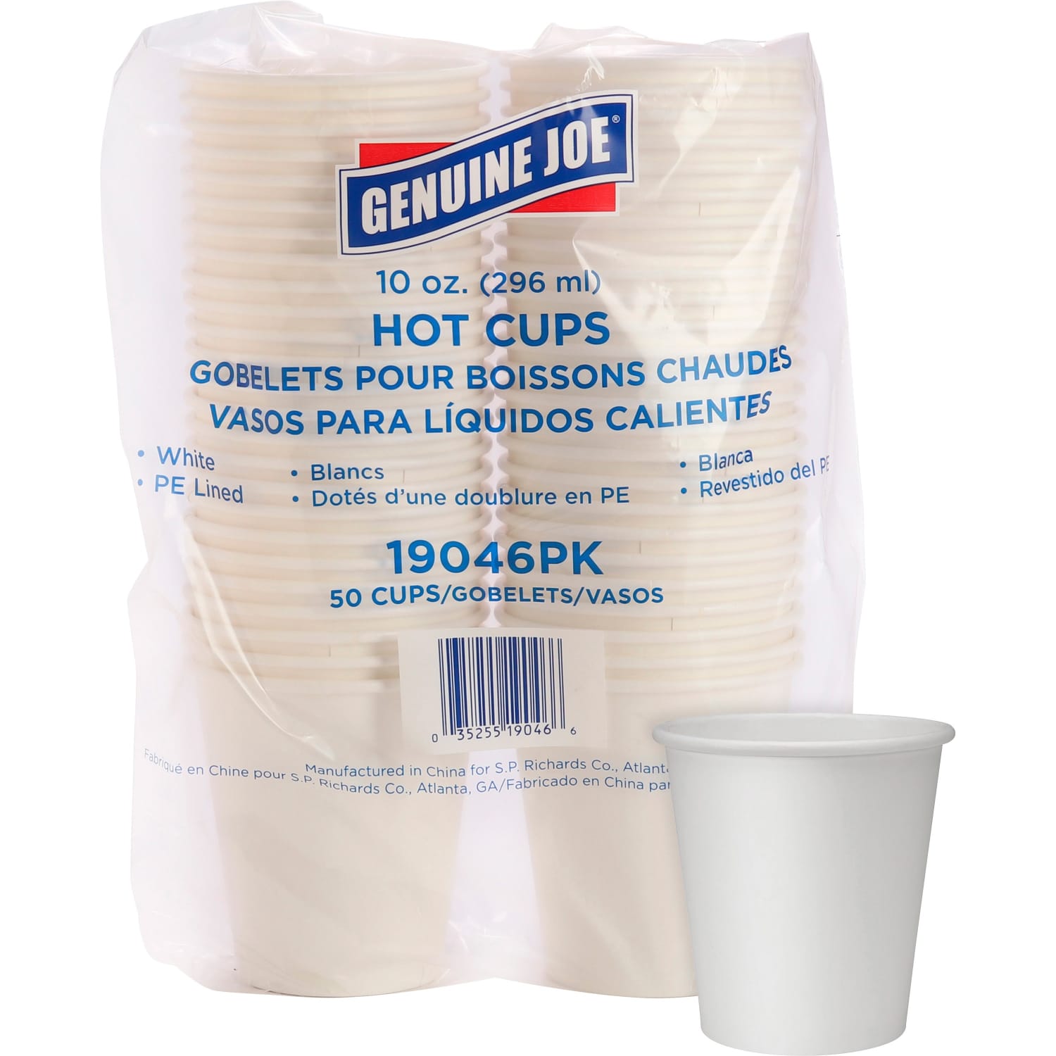 Genuine Joe Polyurethane-Lined Disposable Hot Cups, Single, 10 Oz, White, Pack Of 50 - Image 4