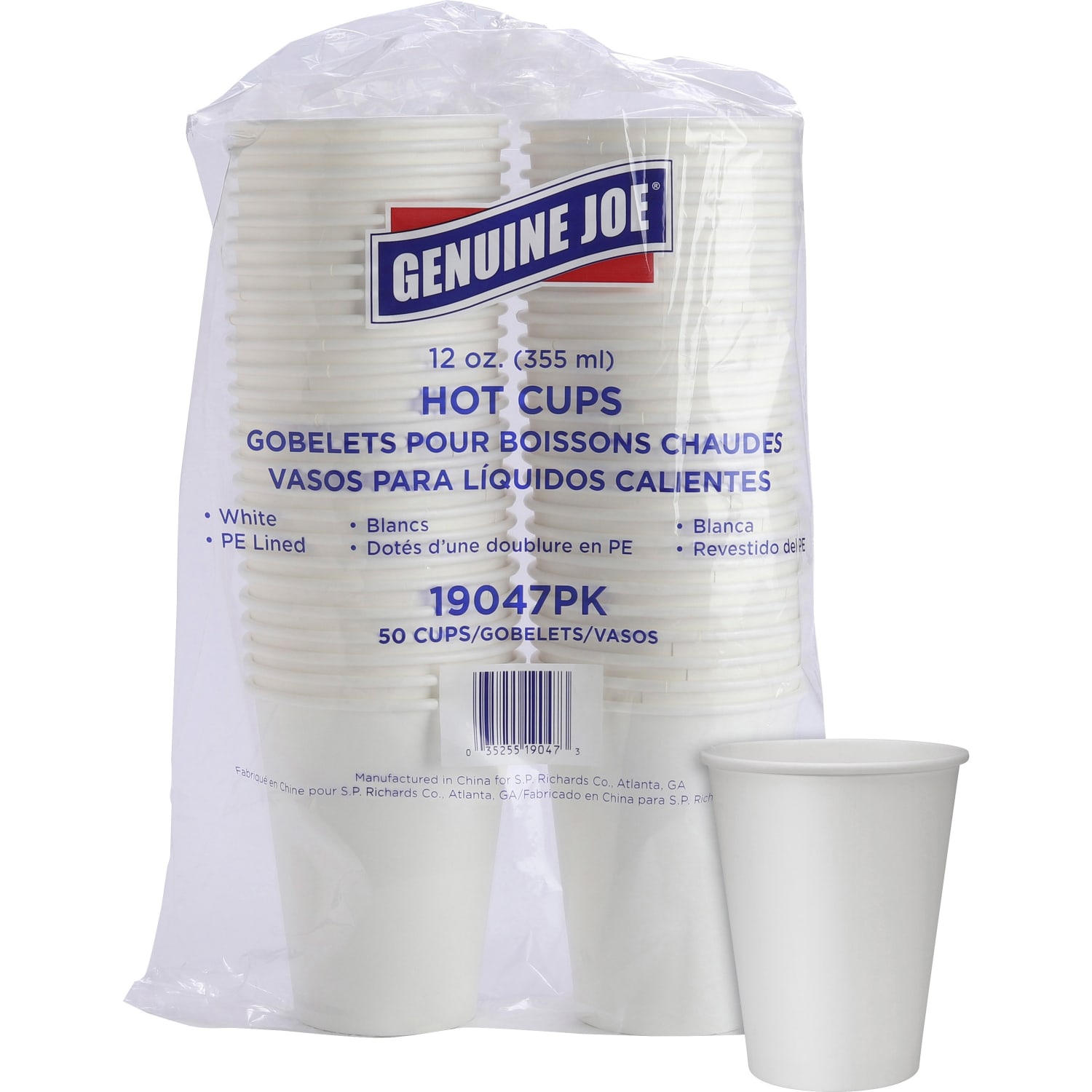 Genuine Joe Polyurethane-Lined Disposable Hot Cups, Single, 12 Oz, White, Pack Of 50 - Image 4