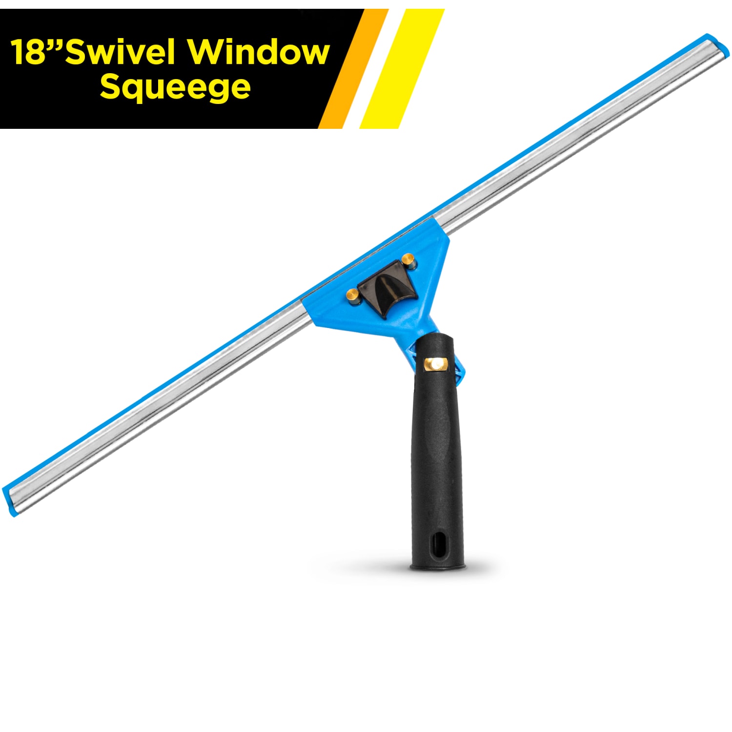 Gritt Commercial Swivel Window Squeegee With Quick Release, 18in, Blue/Silver/Black - Image 3