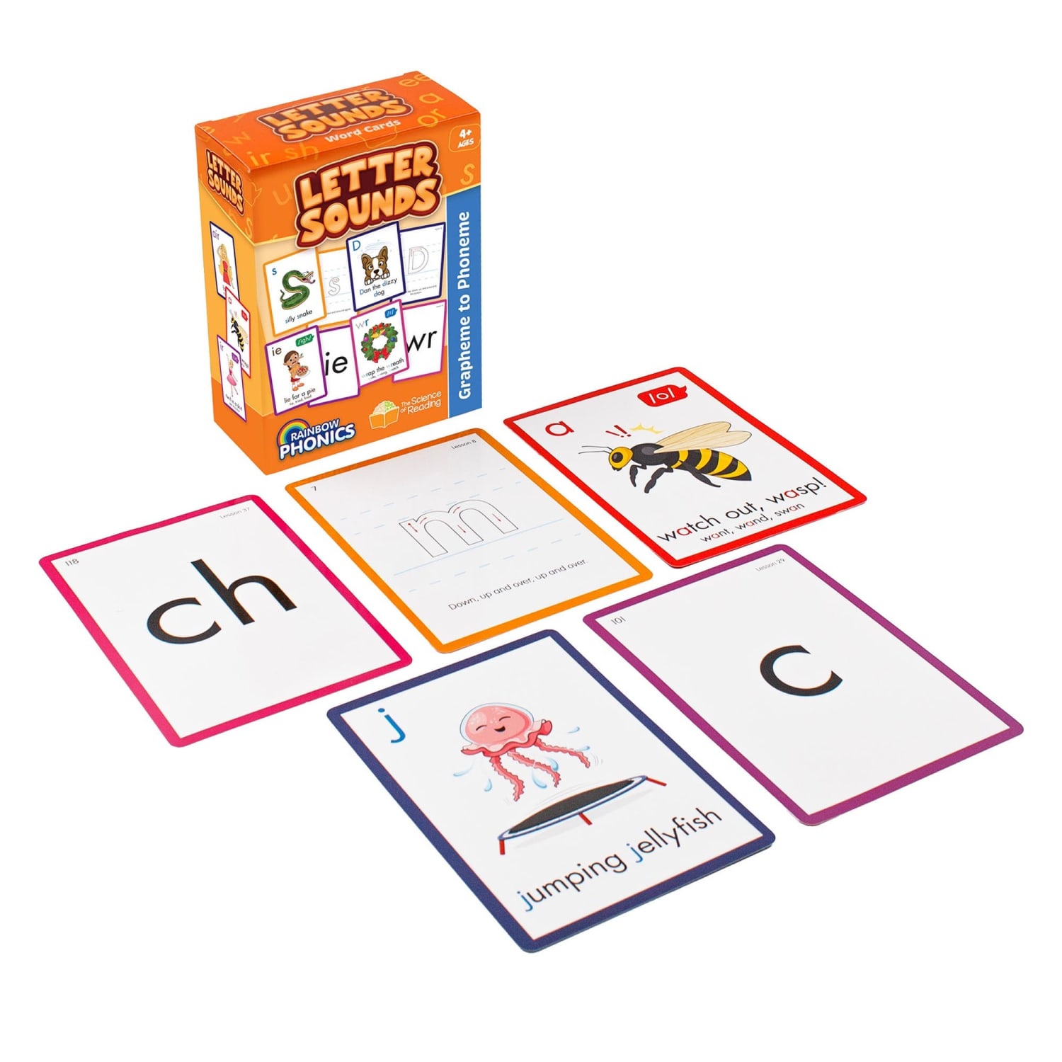 Junior Learning Rainbow Phonics Letter Sound Cards, Graphene To Phoneme