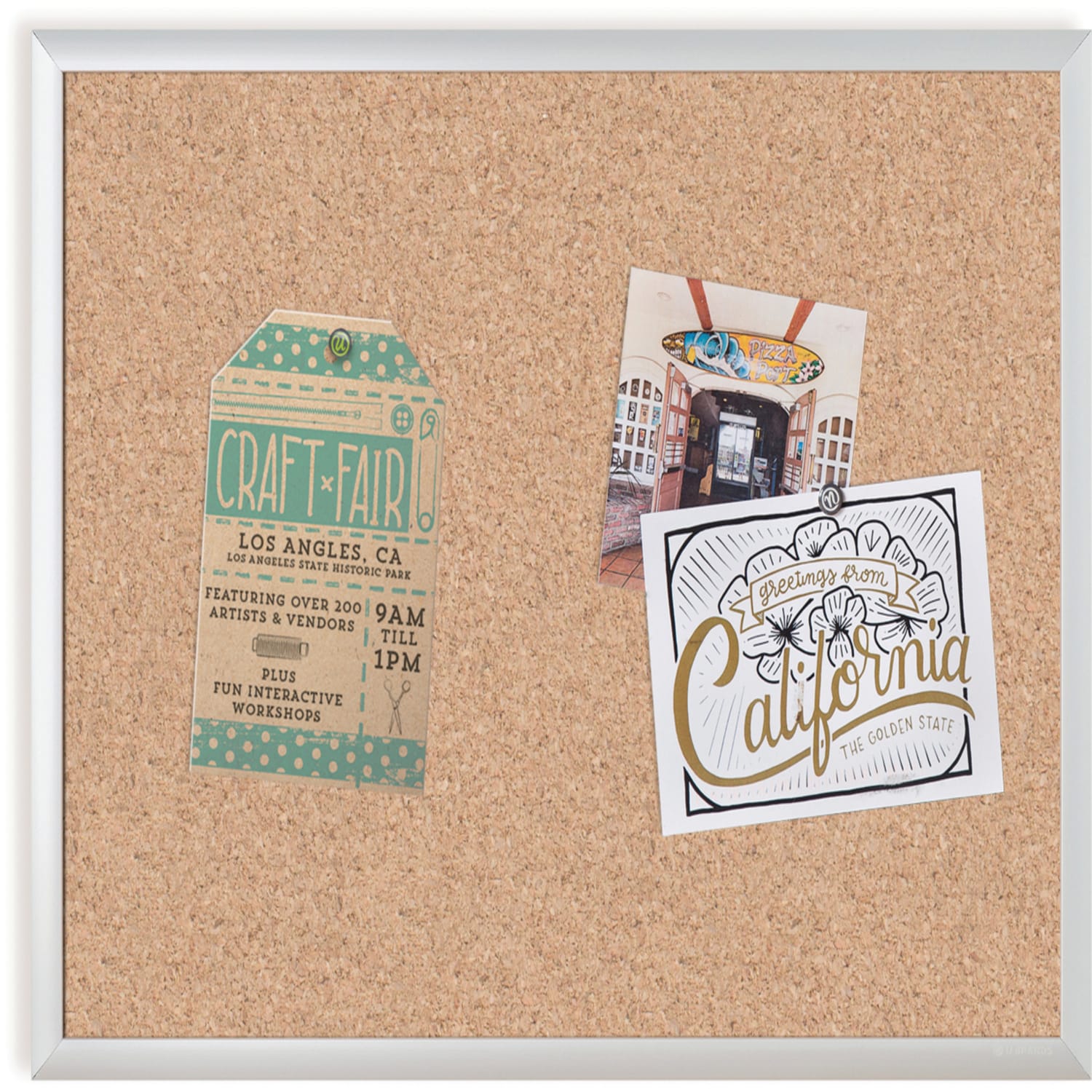 U Brands Cork Bulletin Board, 24in X 18in, Silver Aluminum Frame, Actual Size 23in X 17in (020U00-01) - Image 5