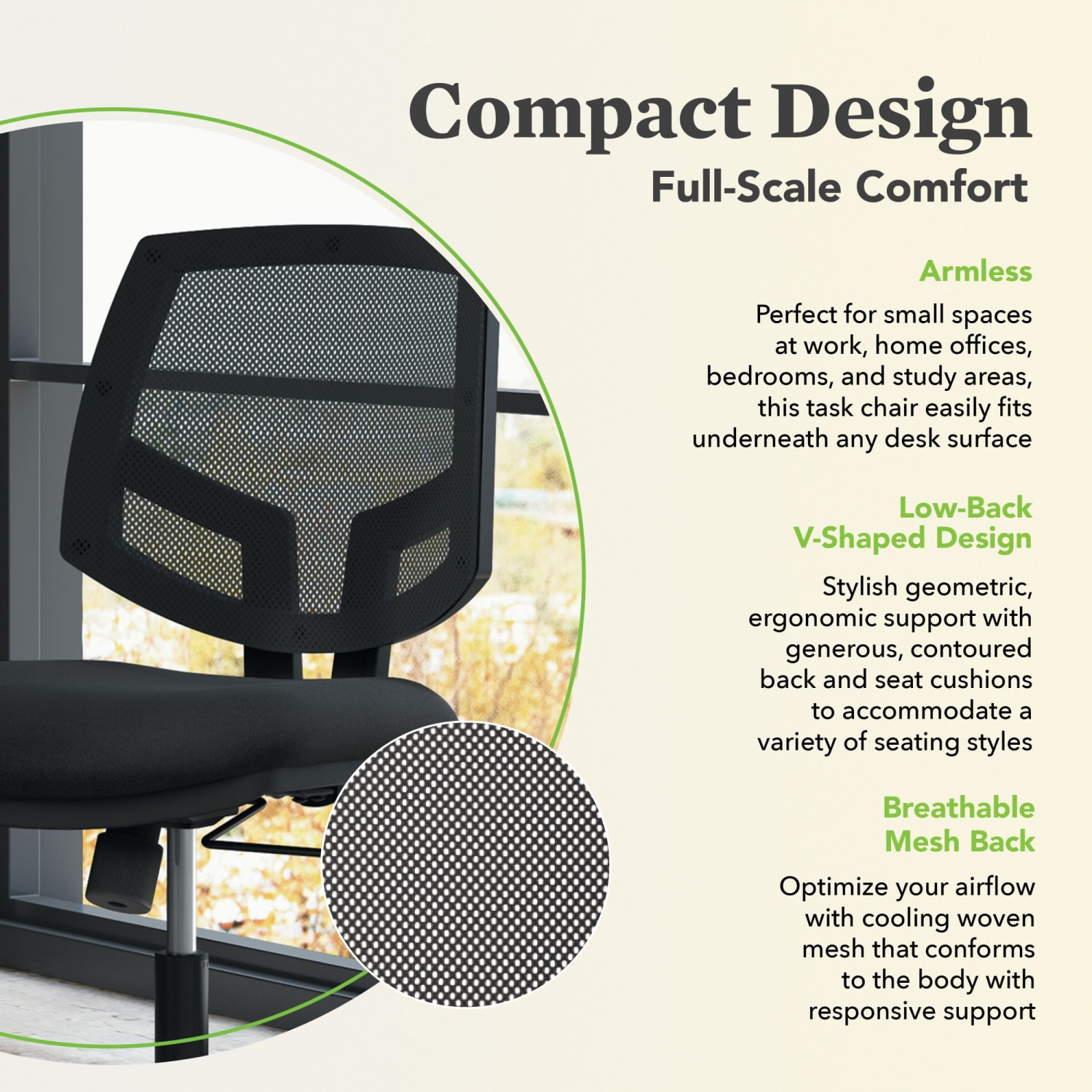 HON Volt Seating Mesh Mid-Back Task Chair, Black - Image 6