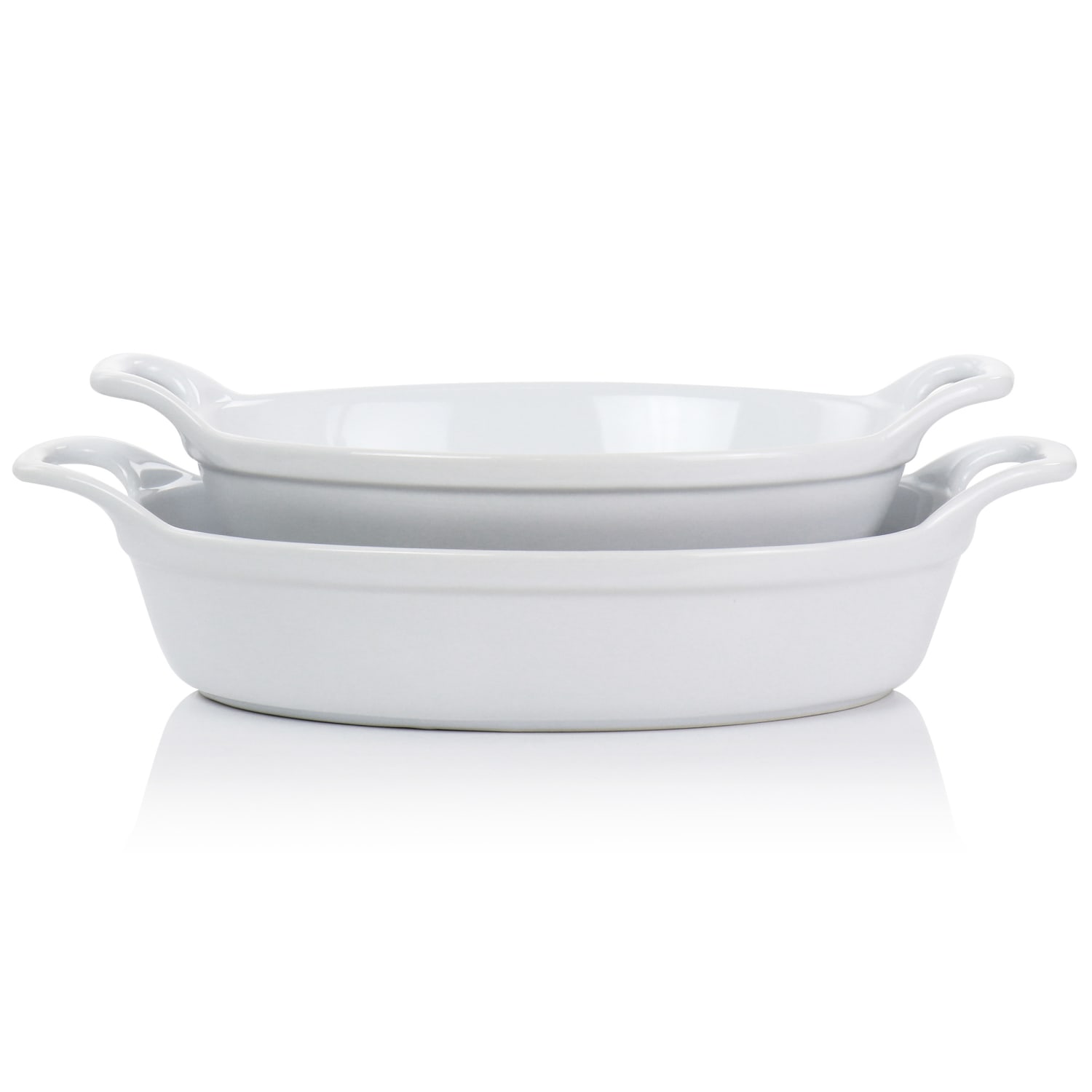 Martha Stewart Steel Stoneware Oval Baker 2 Piece Set, White - Image 3