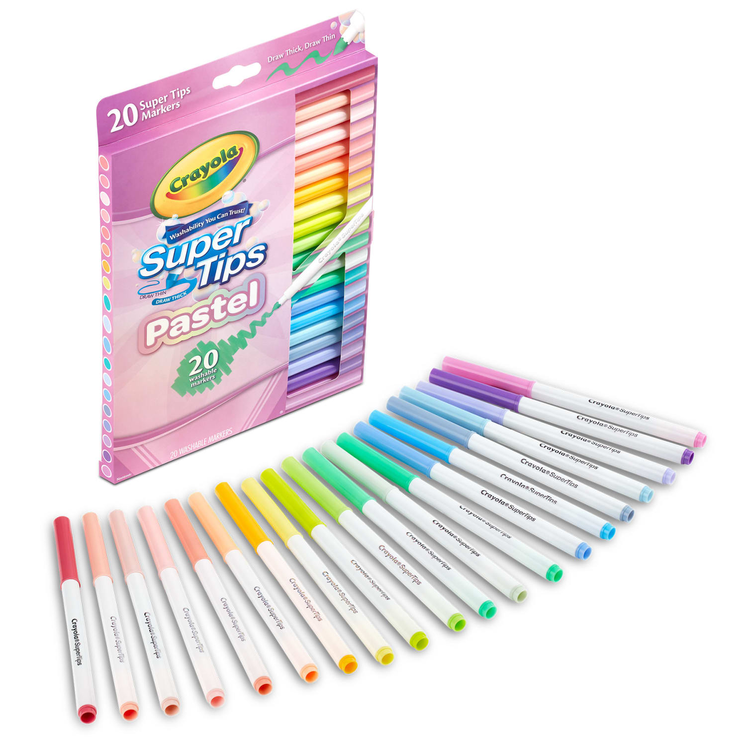 Crayola Supertip Markers, Pastel, 20 Per Pack, Set Of 6 Packs - Image 3