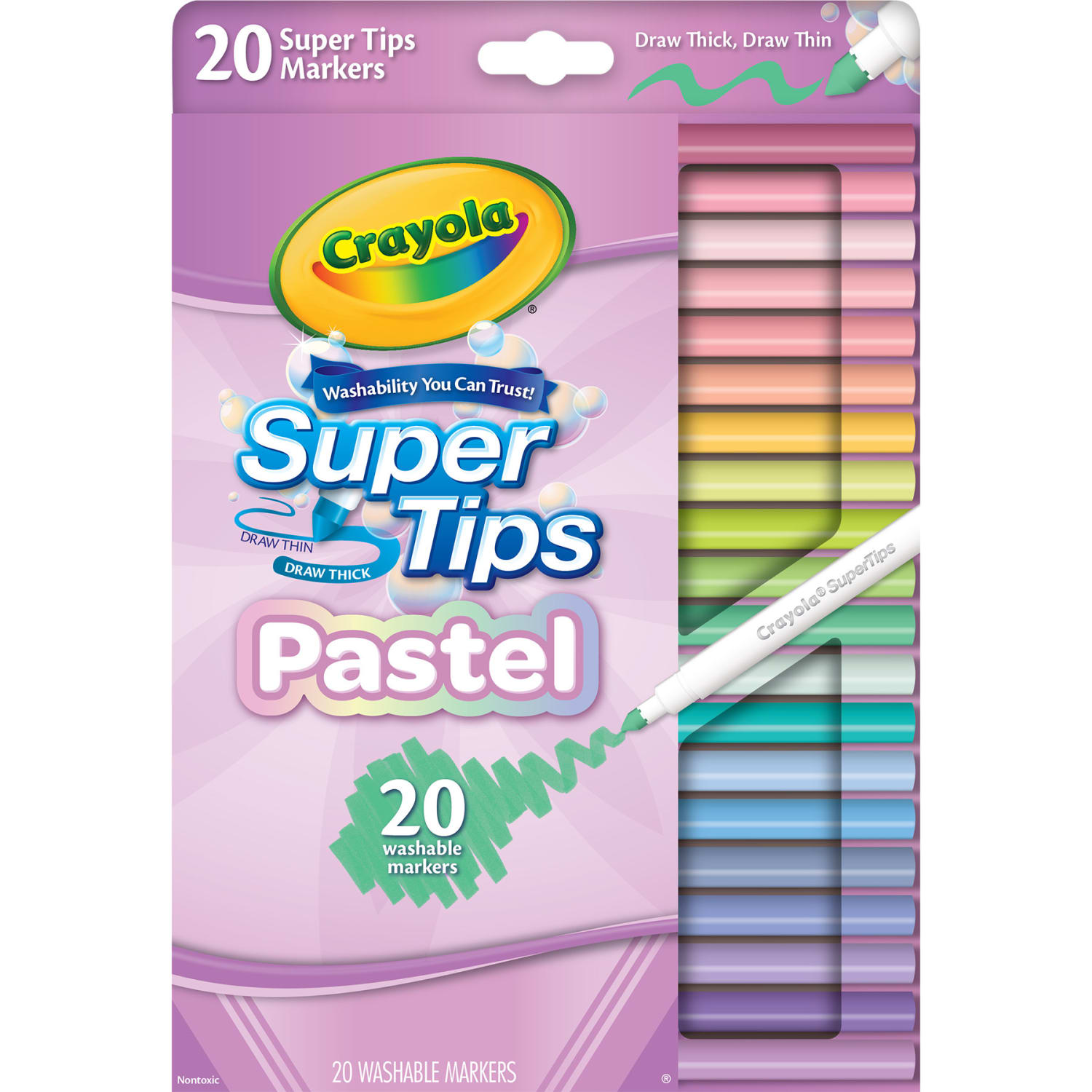 Crayola Supertip Markers, Pastel, 20 Per Pack, Set Of 6 Packs - Image 4