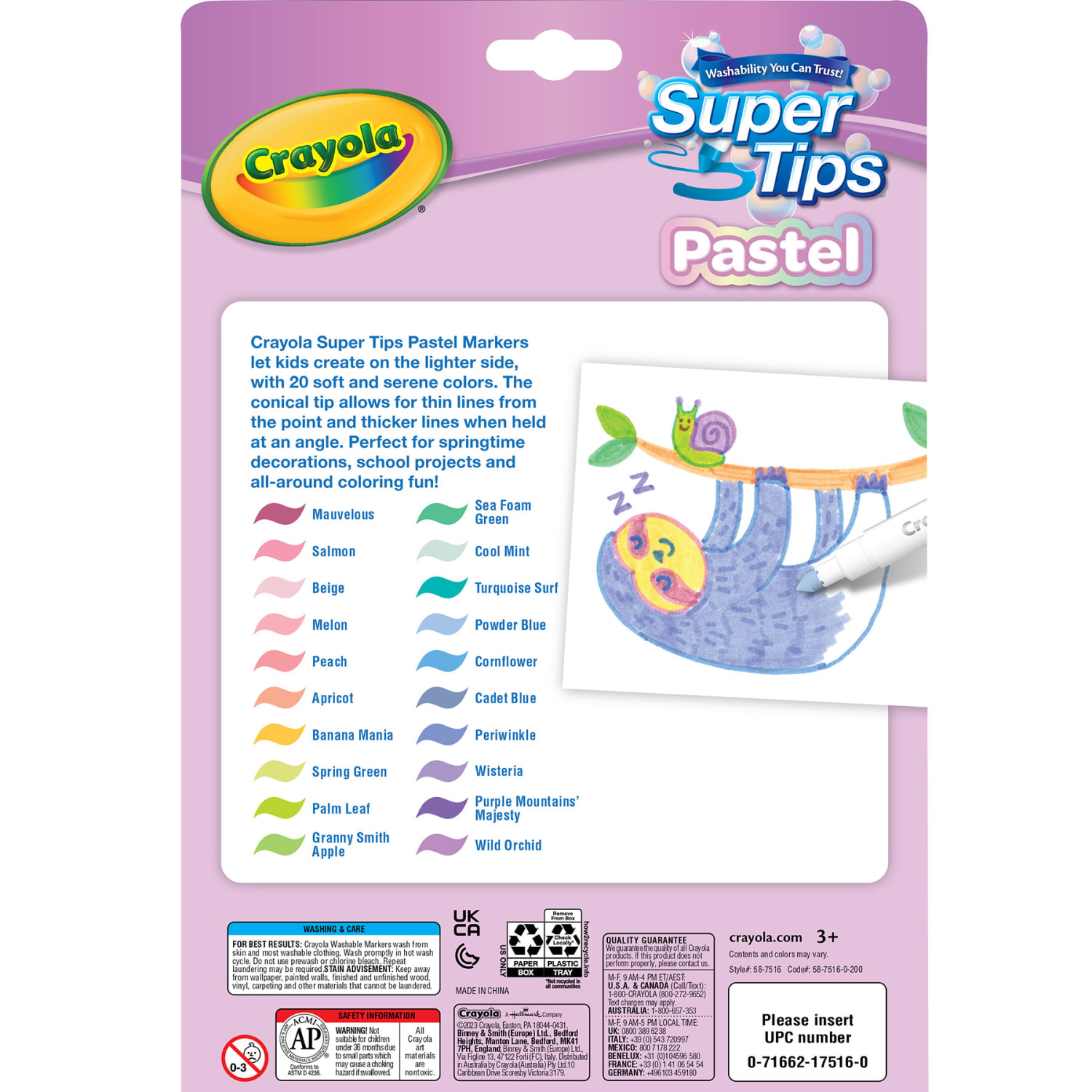 Crayola Supertip Markers, Pastel, 20 Per Pack, Set Of 6 Packs - Image 6