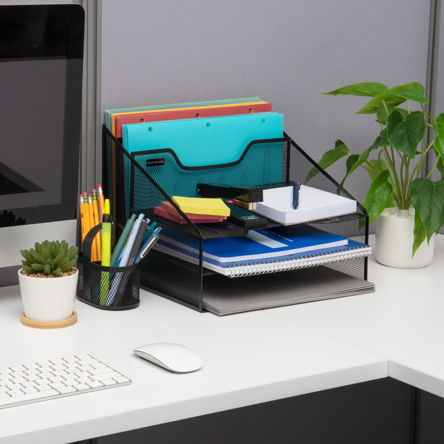 Mind Reader Desktop Vertical Paper Tray Organizer, 9-1/2in H x 11-1/2in W x 12-1/2in D, Black - Image 3
