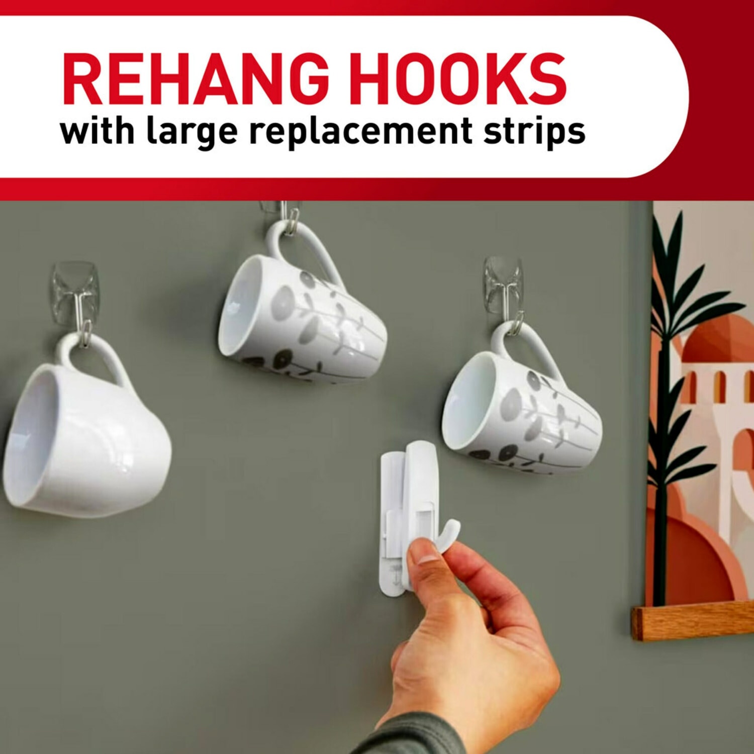 Command Large Strip Refill, 8 White Adhesive Strips, Damage Free Hanging Picture Hangers, No Tools Wall Hanging Strips For Living Spaces - Image 4