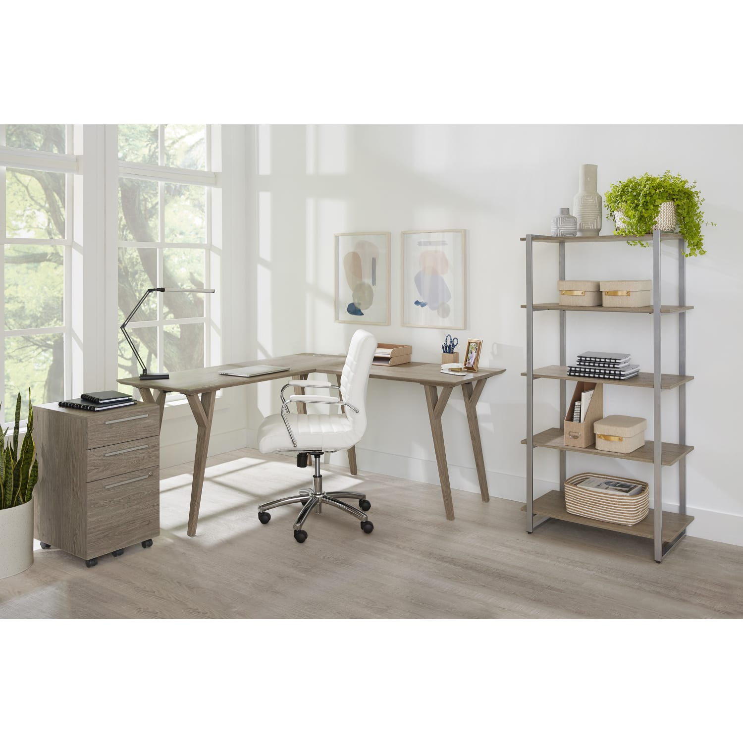 Realspace Trezza 60inH 4-Shelf Bookcase, Light Oak - Image 5