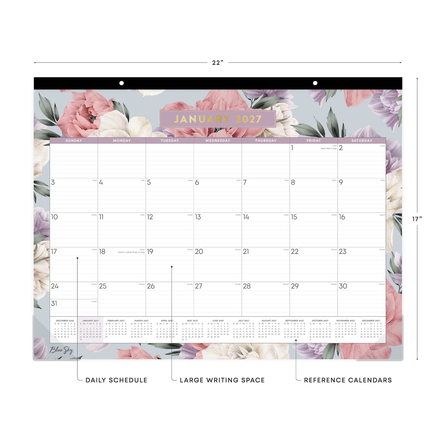 2027 Blue Sky Tula Monthly Desk Pad Planning Calendar, 22x17, 0%, Tula Theme, Jan-Dec, RY27 - Image 3