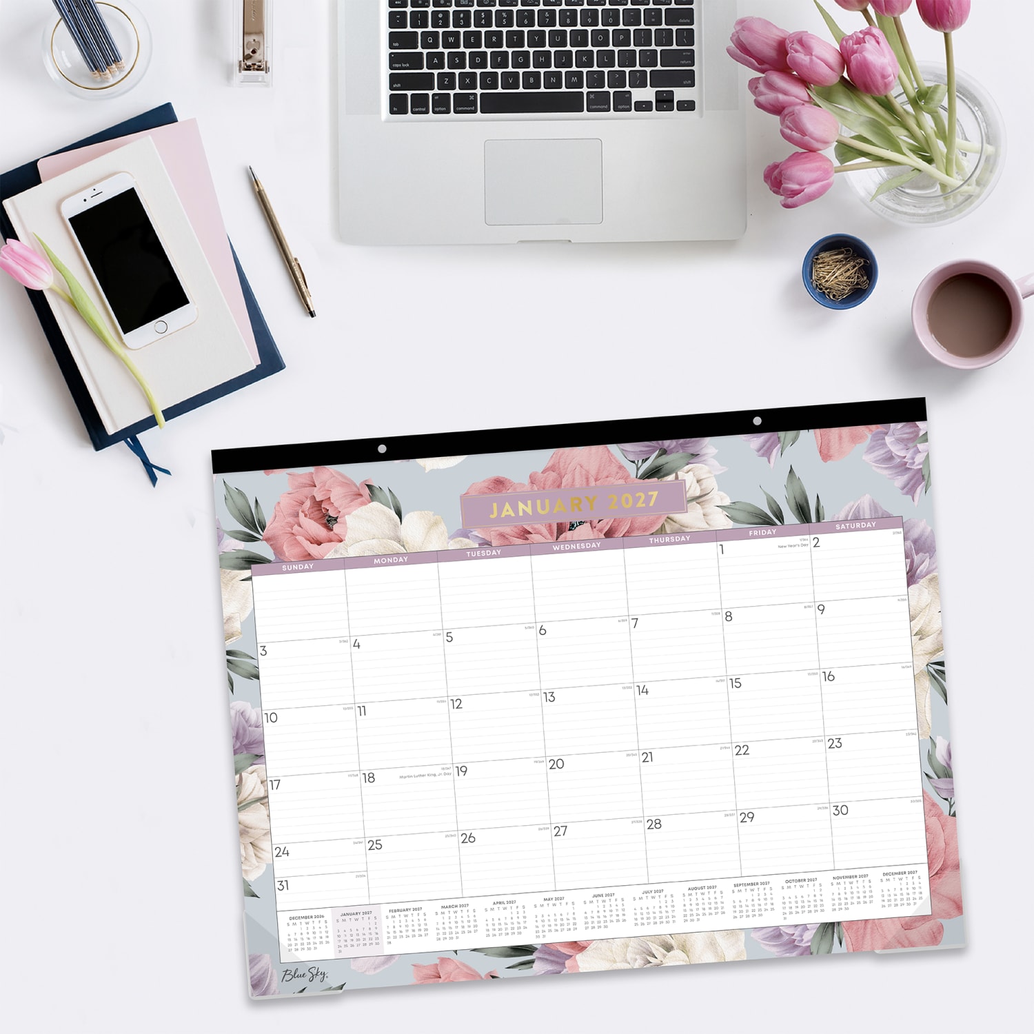 2027 Blue Sky Tula Monthly Desk Pad Planning Calendar, 22x17, 0%, Tula Theme, Jan-Dec, RY27 - Image 4