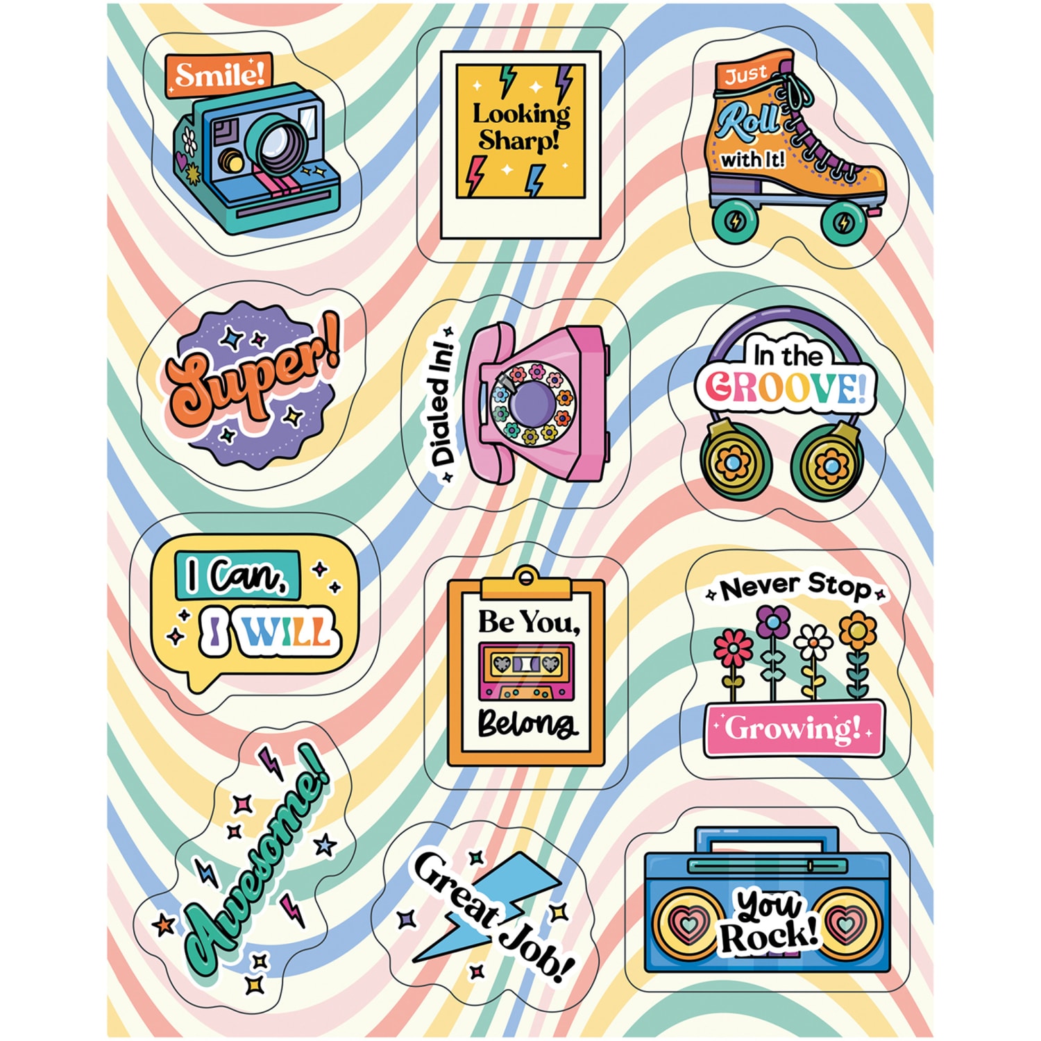 Carson Dellosa Education Happily Ever Elementary Retro Remix Motivators Motivational Stickers, 72 Per Pack, Set Of 6 Packs - Image 3