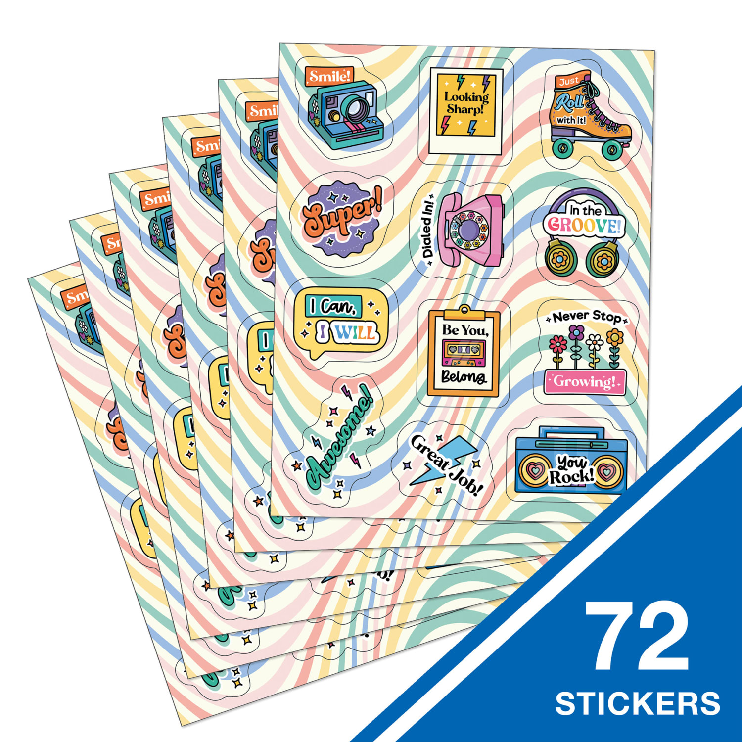 Carson Dellosa Education Happily Ever Elementary Retro Remix Motivators Motivational Stickers, 72 Per Pack, Set Of 6 Packs - Image 5