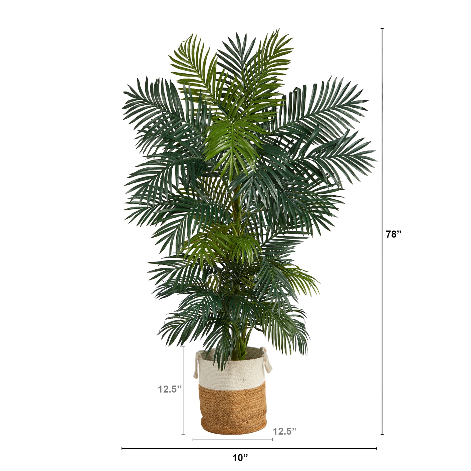 Nearly Natural Golden Cane Palm 78inH Artificial Tree With Handmade Planter, 78inH x 10inW x 10inD, Green/Tan White - Image 3