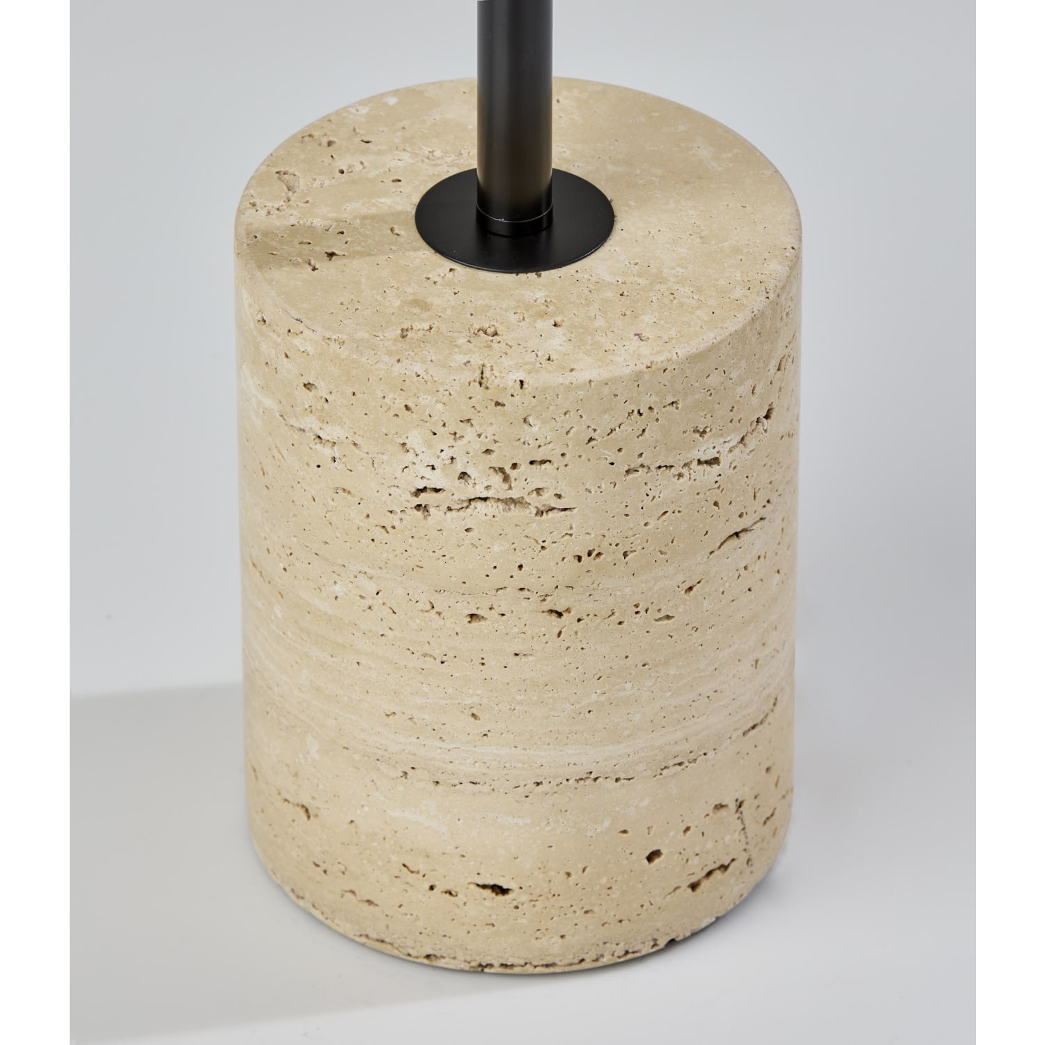 Adesso Gardner Floor Lamp, 63inH, Black Shade/Travertine Base - Image 3