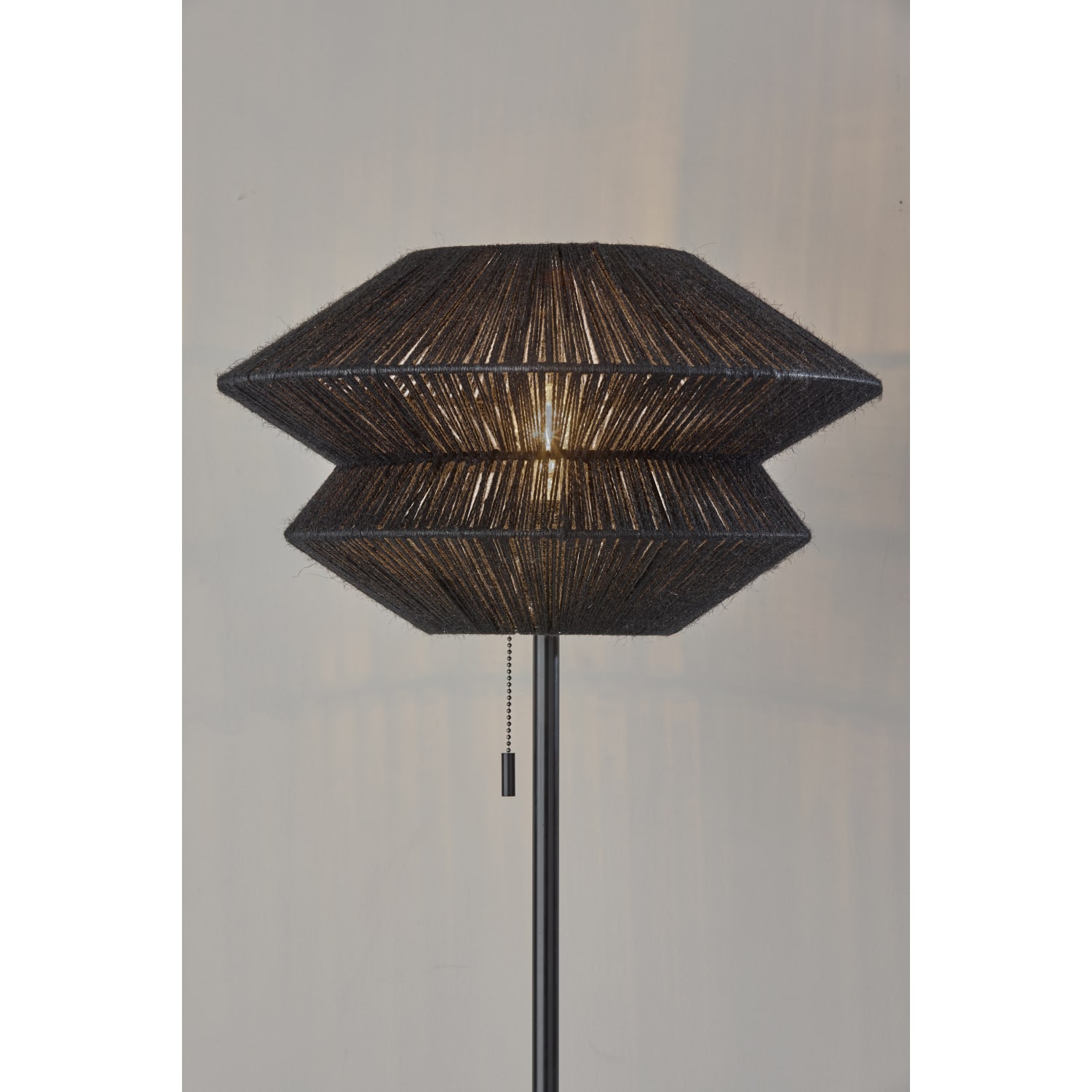 Adesso Gardner Floor Lamp, 63inH, Black Shade/Travertine Base - Image 4