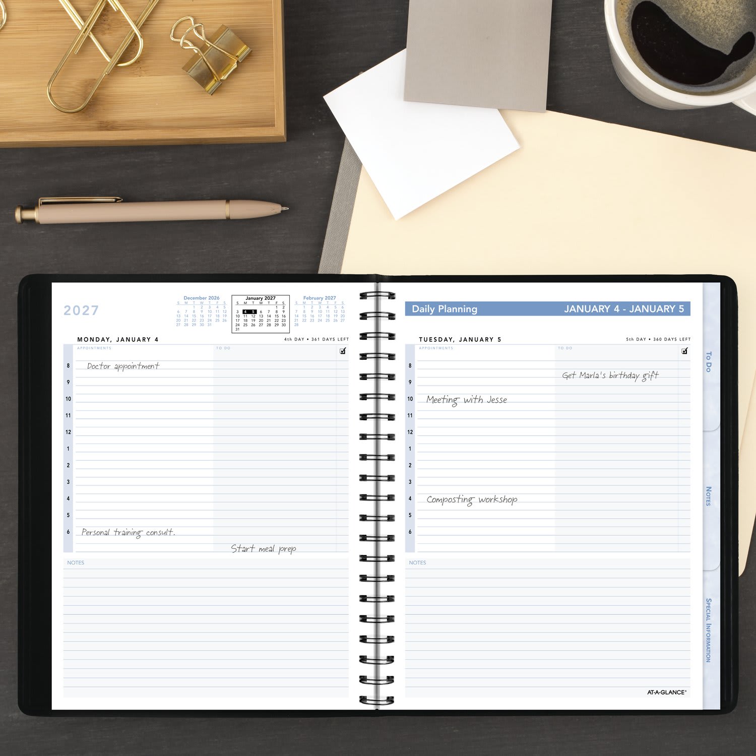 AT-A-GLANCE The Action Planner 2027 Daily Appointment Book Planner, Black, Medium, 6 1/2in x 8 3/4in - Image 3