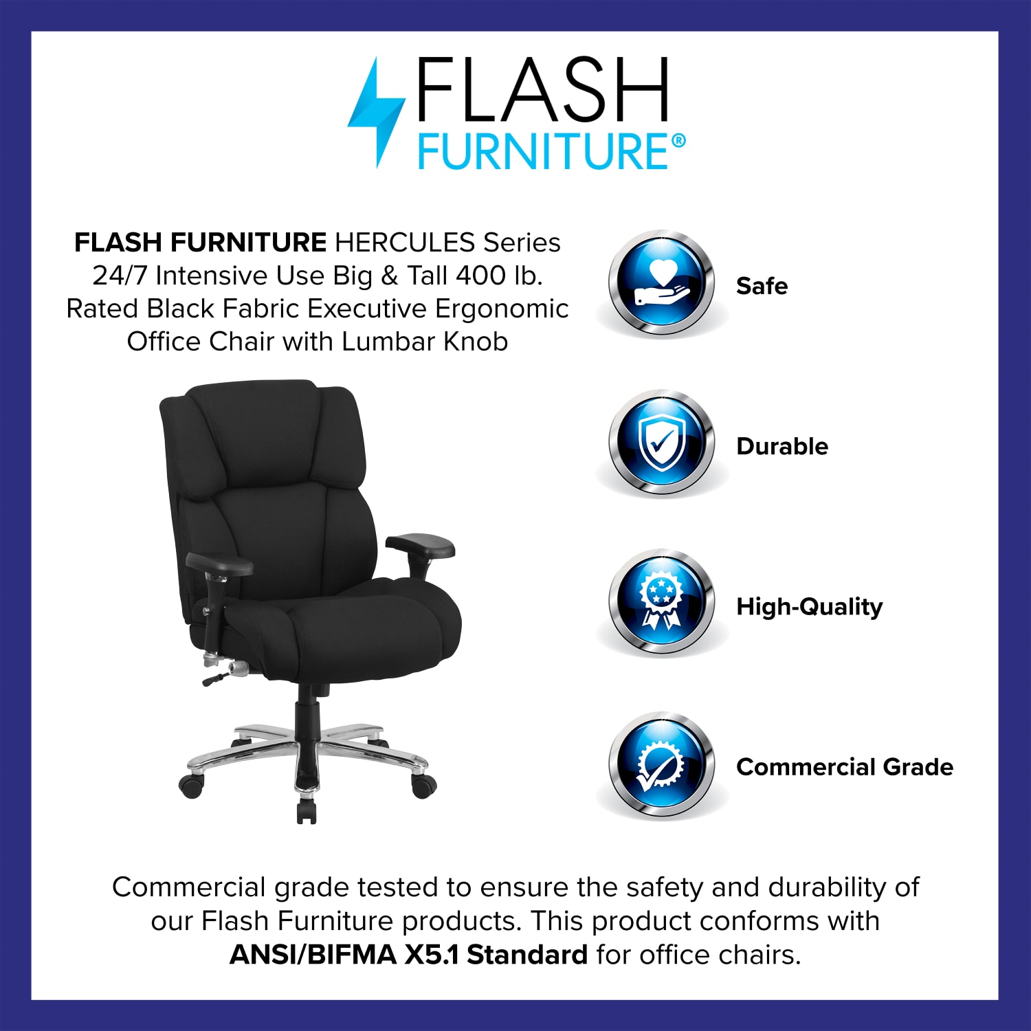 Flash Furniture HERCULES Series 24-7 Intensive Use Big & Tall Office Chair, Black - Image 5