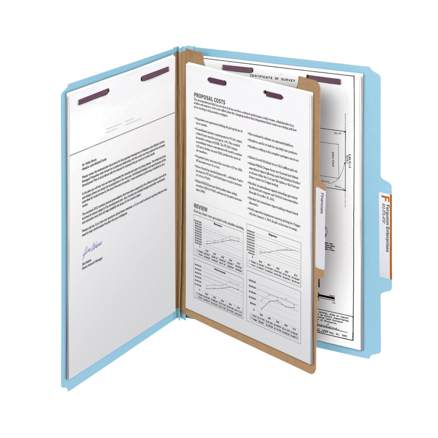 Smead Pressboard Classification Folder with SafeSHIELD Fastener, 1 Divider, Letter Size, 100% Recycled, Blue - Image 4
