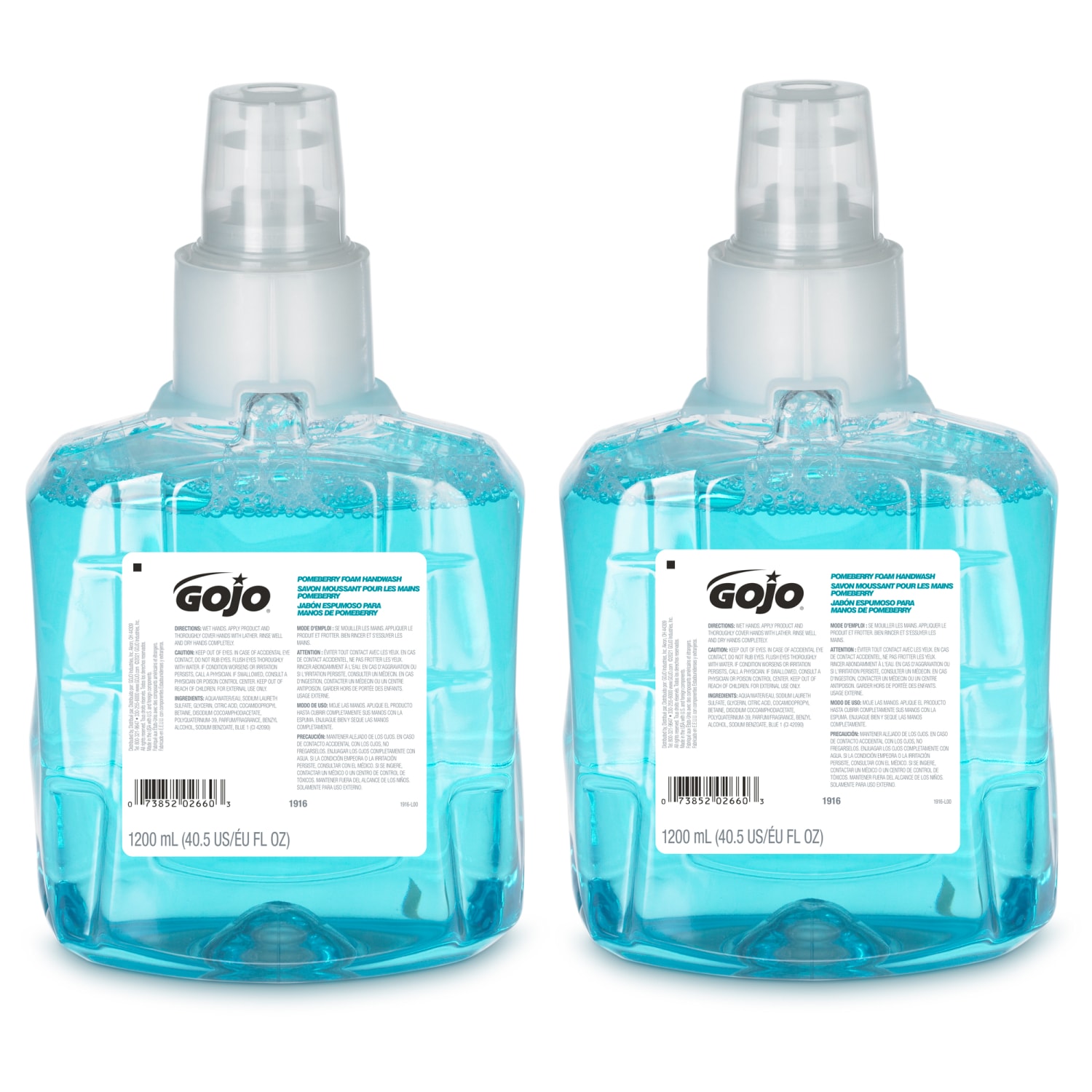 GOJO LTX-12 Pomeberry Foam Handwash Refills, 40.57 oz (1,200 mL), Case Of 2