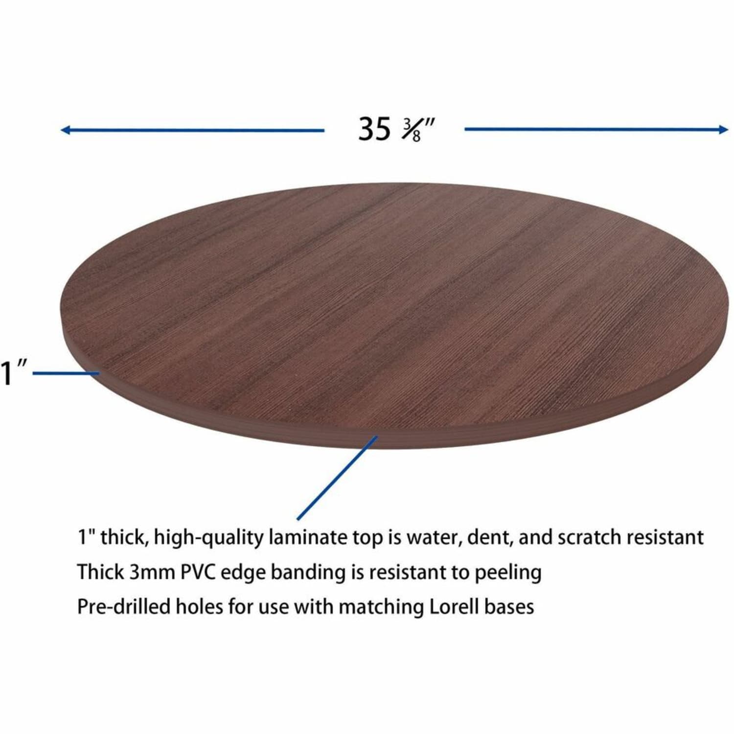 Lorell Hospitality/Conference Tabletop, x 36in Diameter, Espresso, 18258 - Image 6