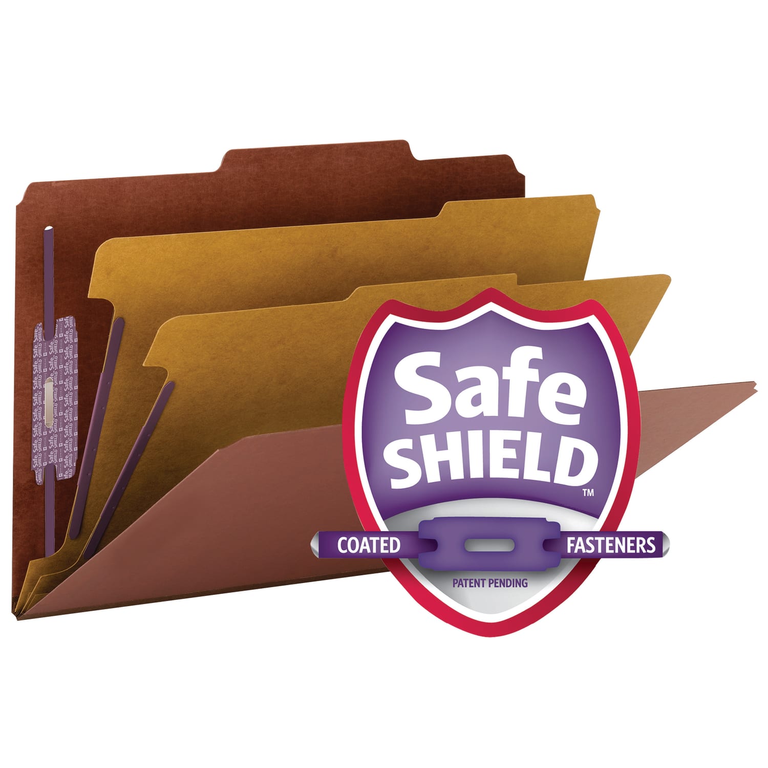 Smead Pressboard Classification Folder, 2 Dividers, Legal Size, 100% Recycled, Red/Brown - Image 4