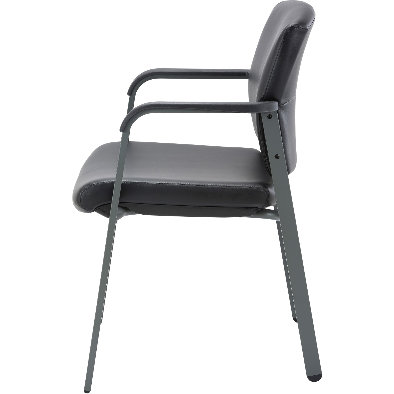 Lorell Healthcare Upholstery Guest Chair - Steel Frame Material - Square Base - Black - Vinyl - Armrest - 1 Each - Image 4