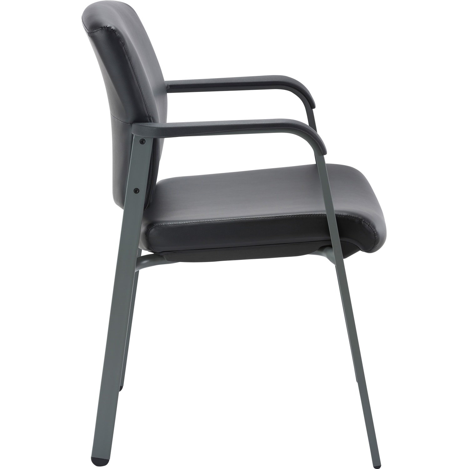 Lorell Healthcare Upholstery Guest Chair - Steel Frame Material - Square Base - Black - Vinyl - Armrest - 1 Each - Image 5