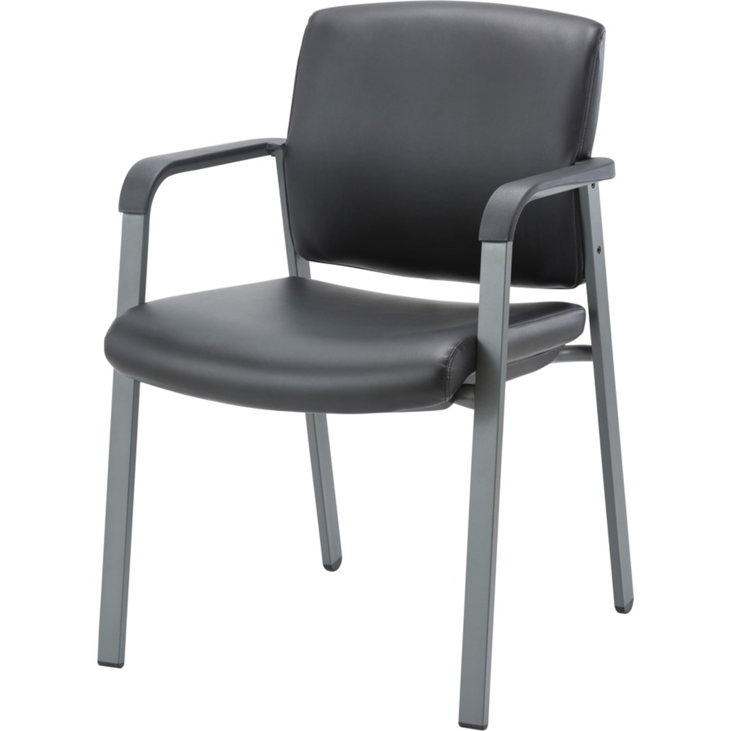 Lorell Healthcare Upholstery Guest Chair - Steel Frame Material - Square Base - Black - Vinyl - Armrest - 1 Each - Image 6