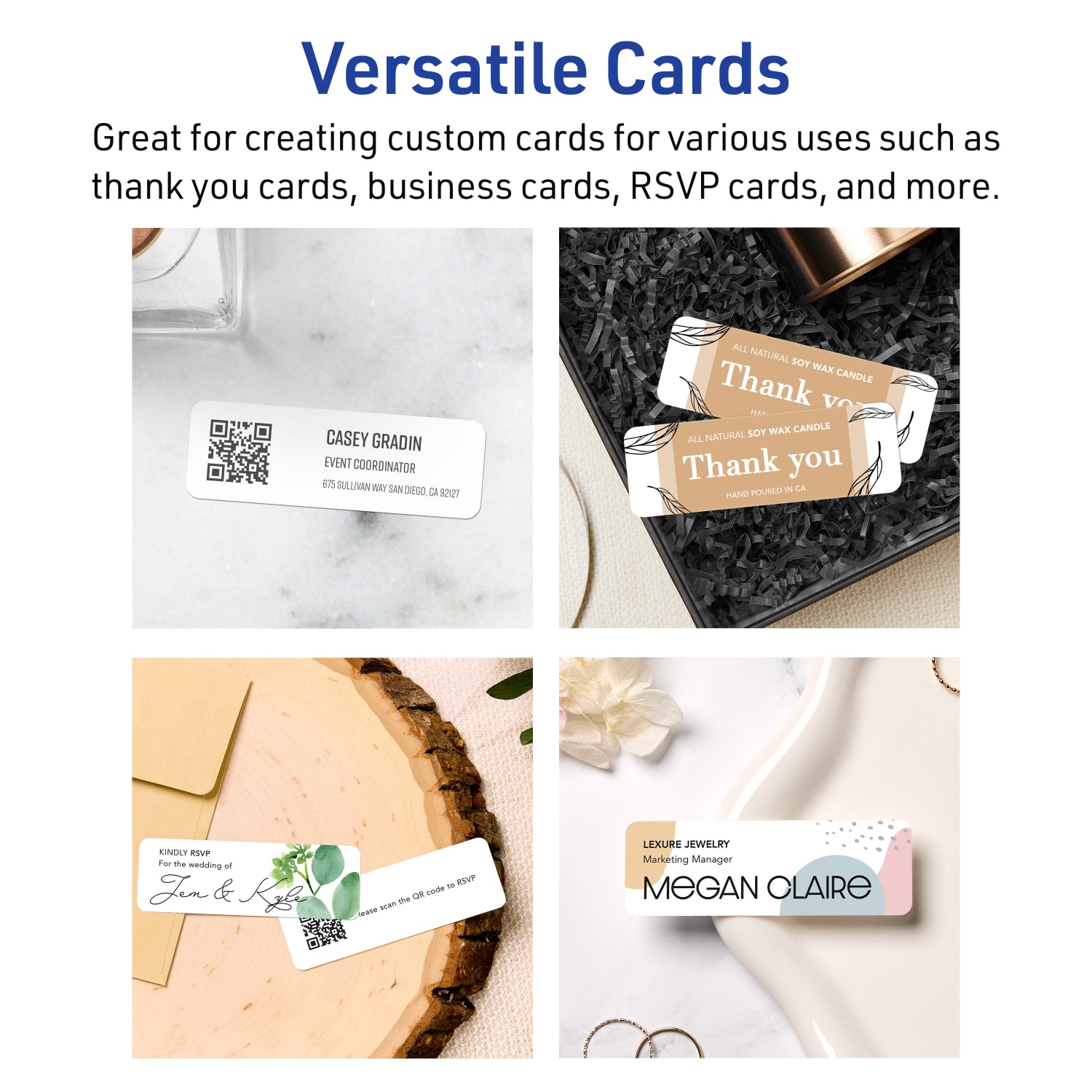 Avery Printable Rounded Corner Mini Business Cards With Sure Feed Technology, Print-To-The-Edge, 1inx3in, Matte White, Pack Of 400 - Image 4