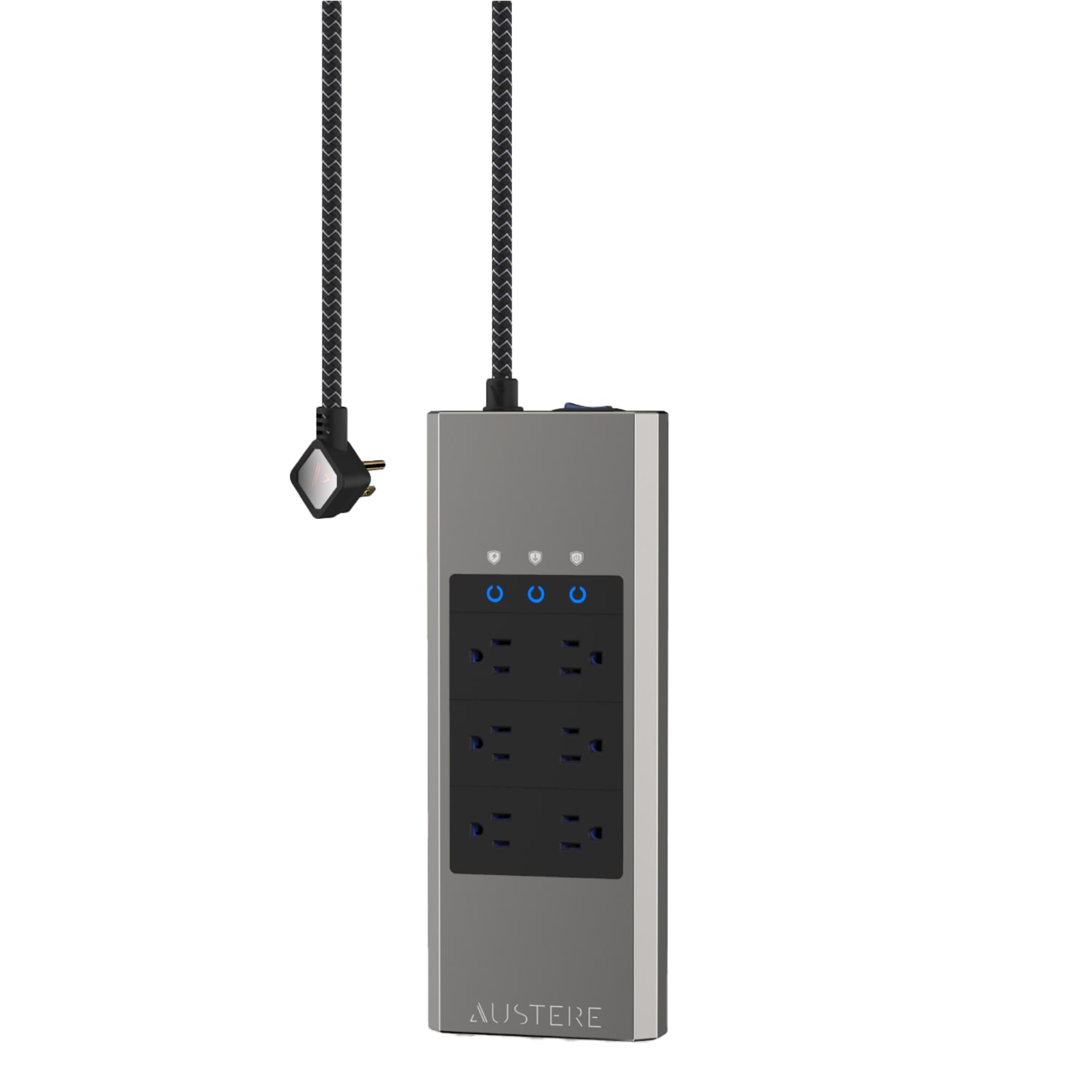 Austere VII Series 7S-PS6-US1 Power 6-Outlet With 45W USB-C PD Port Omniport USB, Silver - Image 3