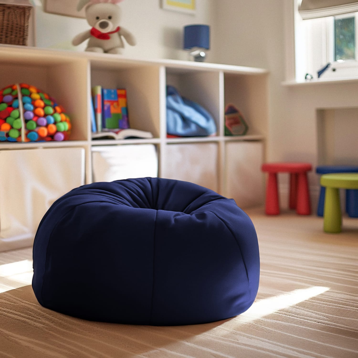 Flash Furniture Small Bean Bag Chair For Kids And Teens, Navy Blue - Image 4