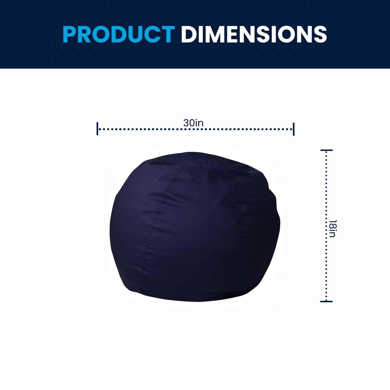 Flash Furniture Small Bean Bag Chair For Kids And Teens, Navy Blue - Image 9