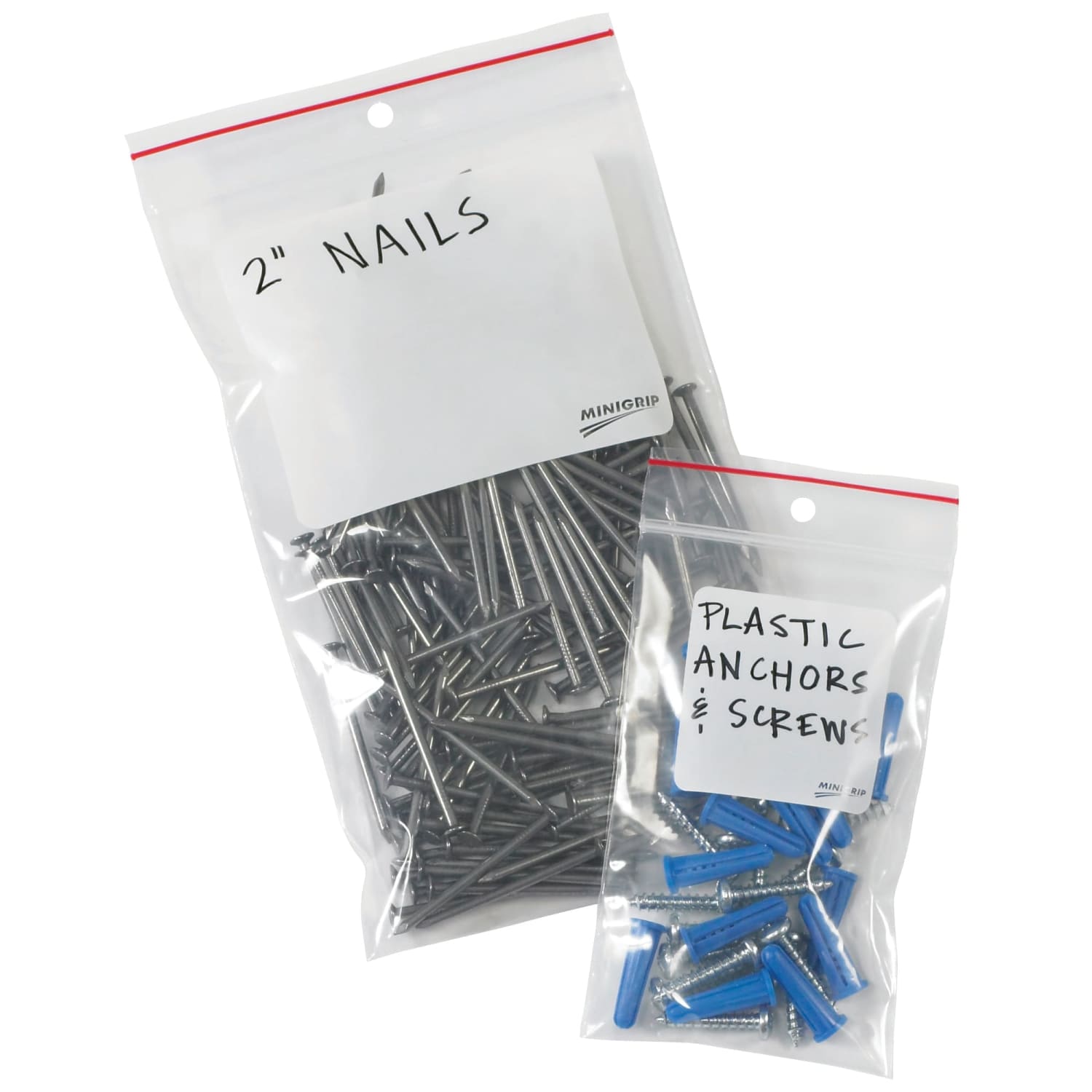 Minigrip 4 Mil White Block Reclosable Poly Bags w/ Hang Holes, 4in x 6in, Clear, Case Of 1000