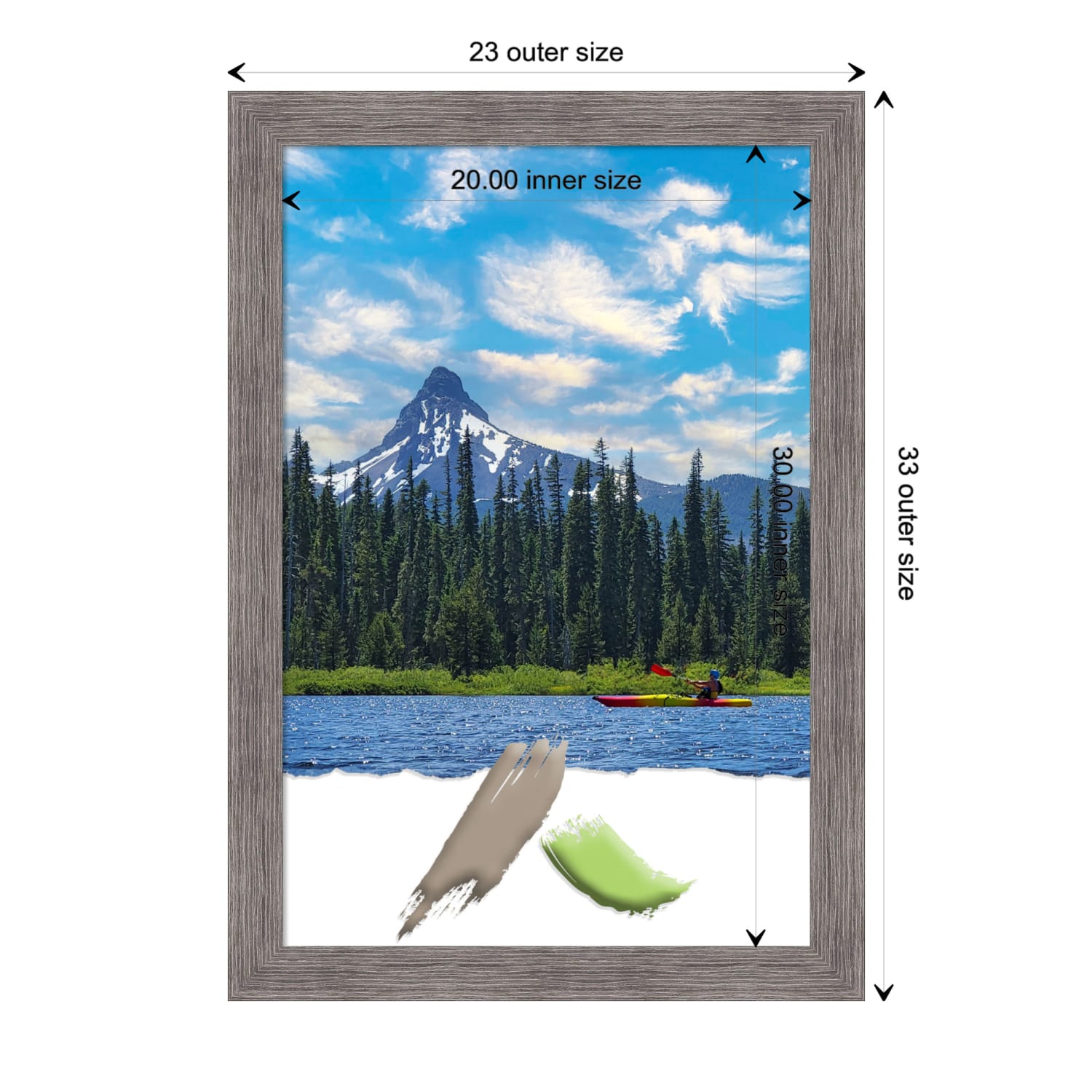 Amanti Art Picture Frame, 23in x 33in, Matted For 20in x 30in, Pinstripe Plank Gray Narrow - Image 5