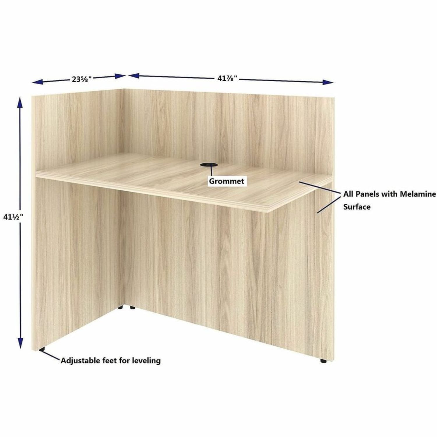 Lorell Essentials Reception Return,, 41.5inH x 42inW x 24inD, Modern Elm, 66326 - Image 5