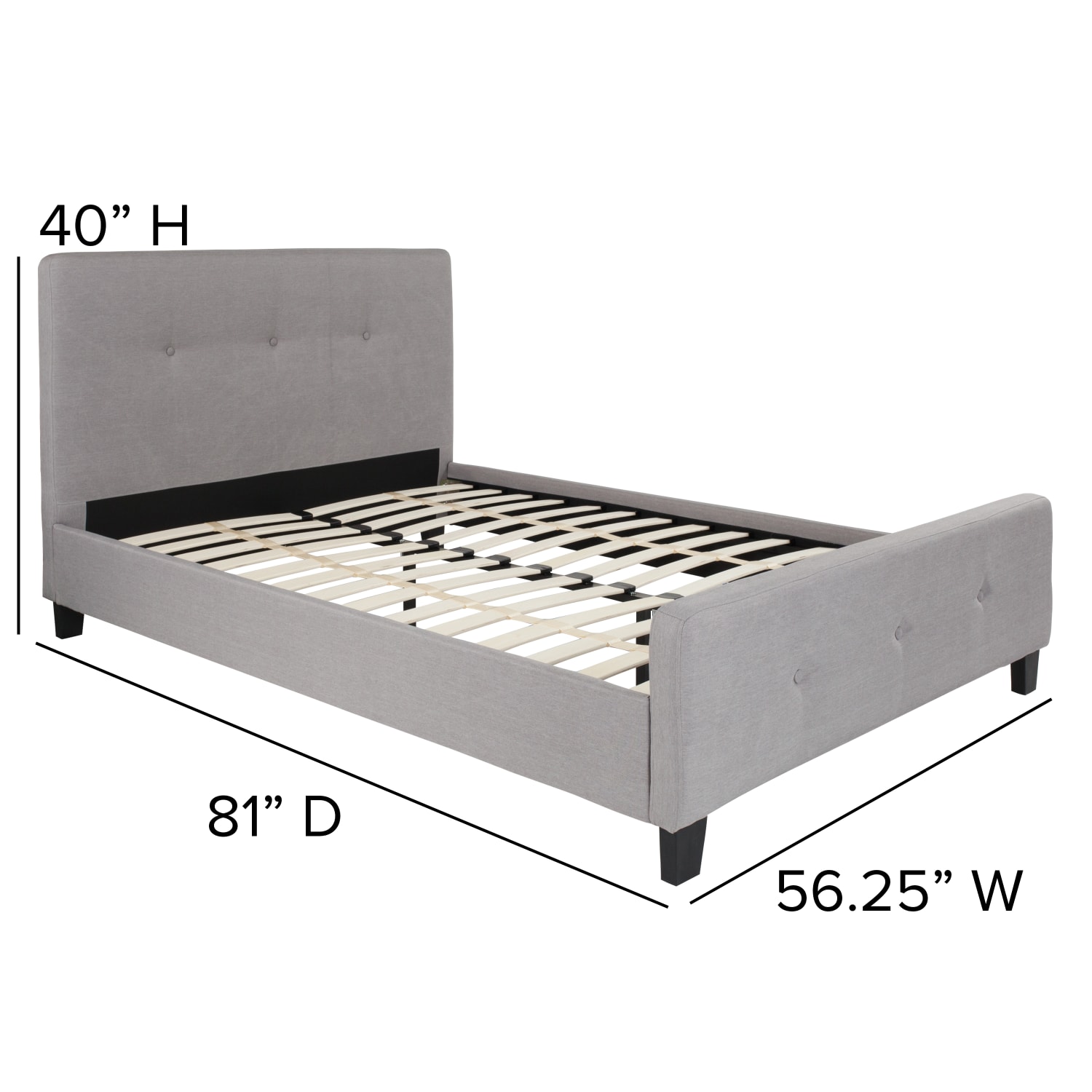 Flash Furniture Tribeca Tufted Upholstered Platform Bed with 10in CertiPUR-US Certified Foam and Pocket Spring Mattress, Full, 40inH x 56-1/4inW x 81inL, Light Gray - Image 6