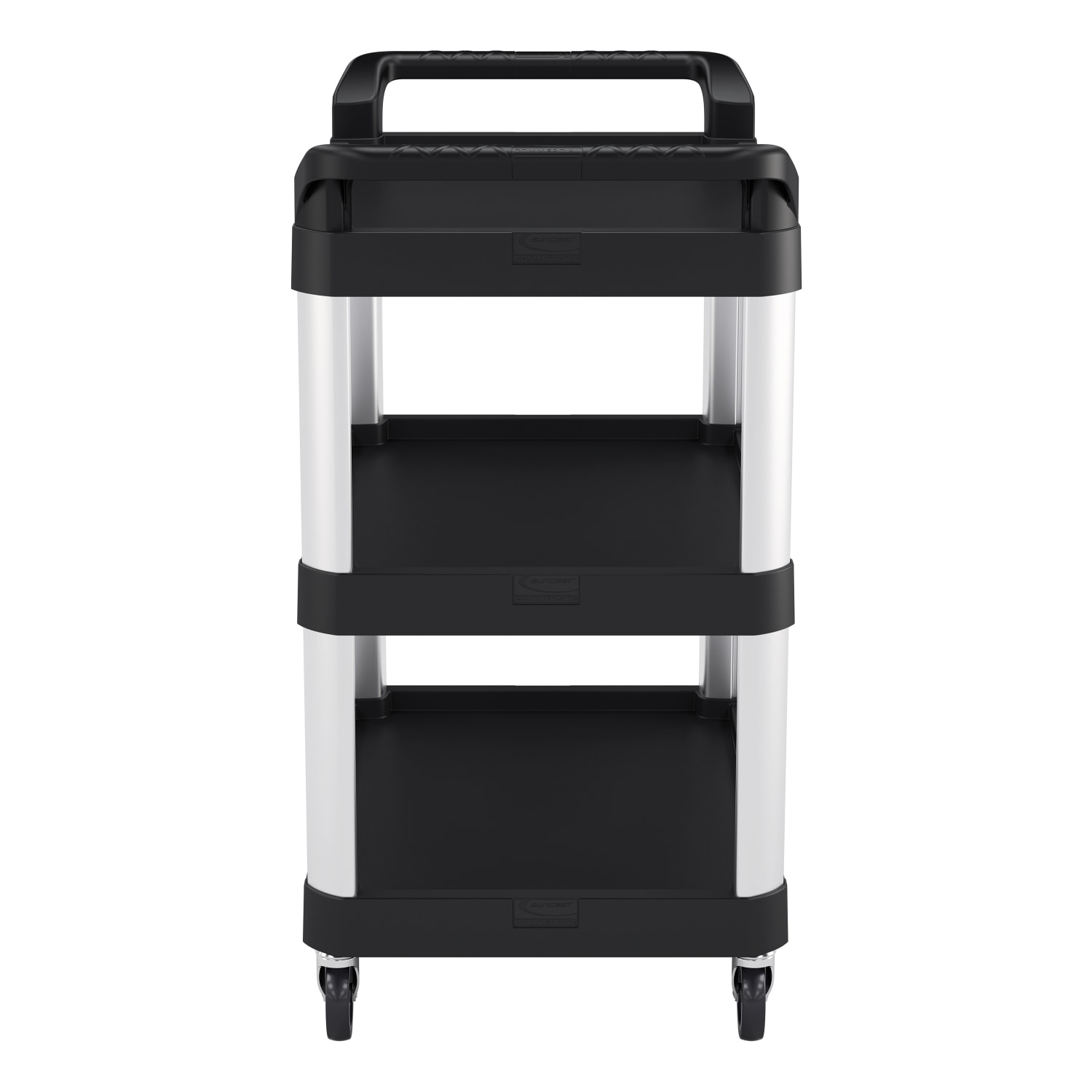 Suncast Commercial 3-Shelf Service Cart, Black/Silver - Image 3