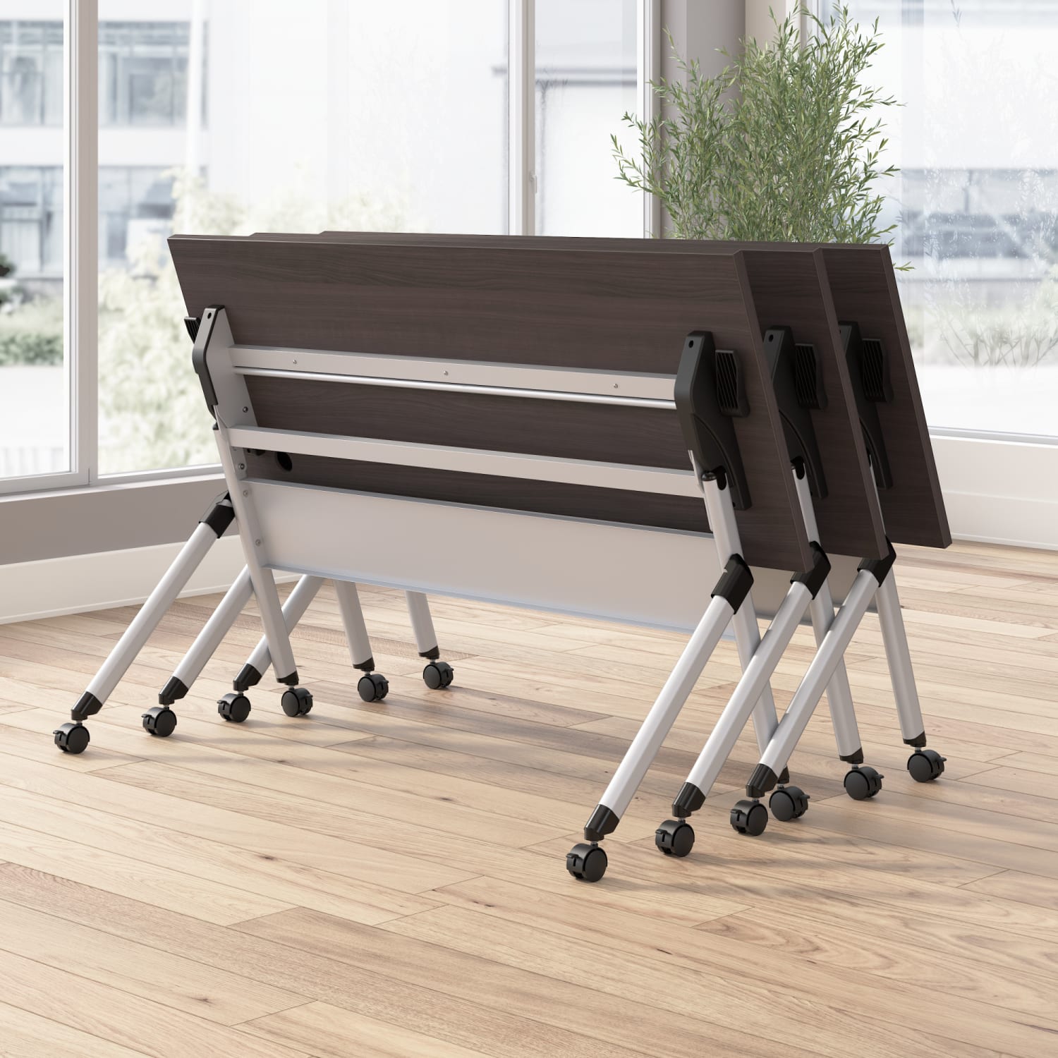Bush Business Furniture Envision 72inW Folding Training Table, Storm Gray/Cool Gray Metallic, Standard Delivery - Image 6