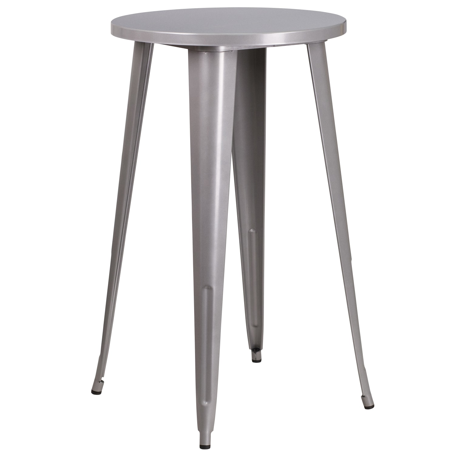 Flash Furniture Commercial Grade 24in Round Metal Indoor-Outdoor Bar Height Table, Silver