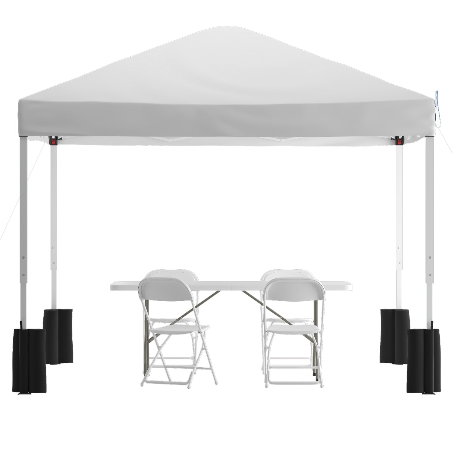 Flash Furniture 10ftx10ft Pop Up Canopy Tent with Wheeled Case and 6-Foot Bi-Fold Folding Table with Carrying Handle - Tailgate Tent Set, White - Image 3