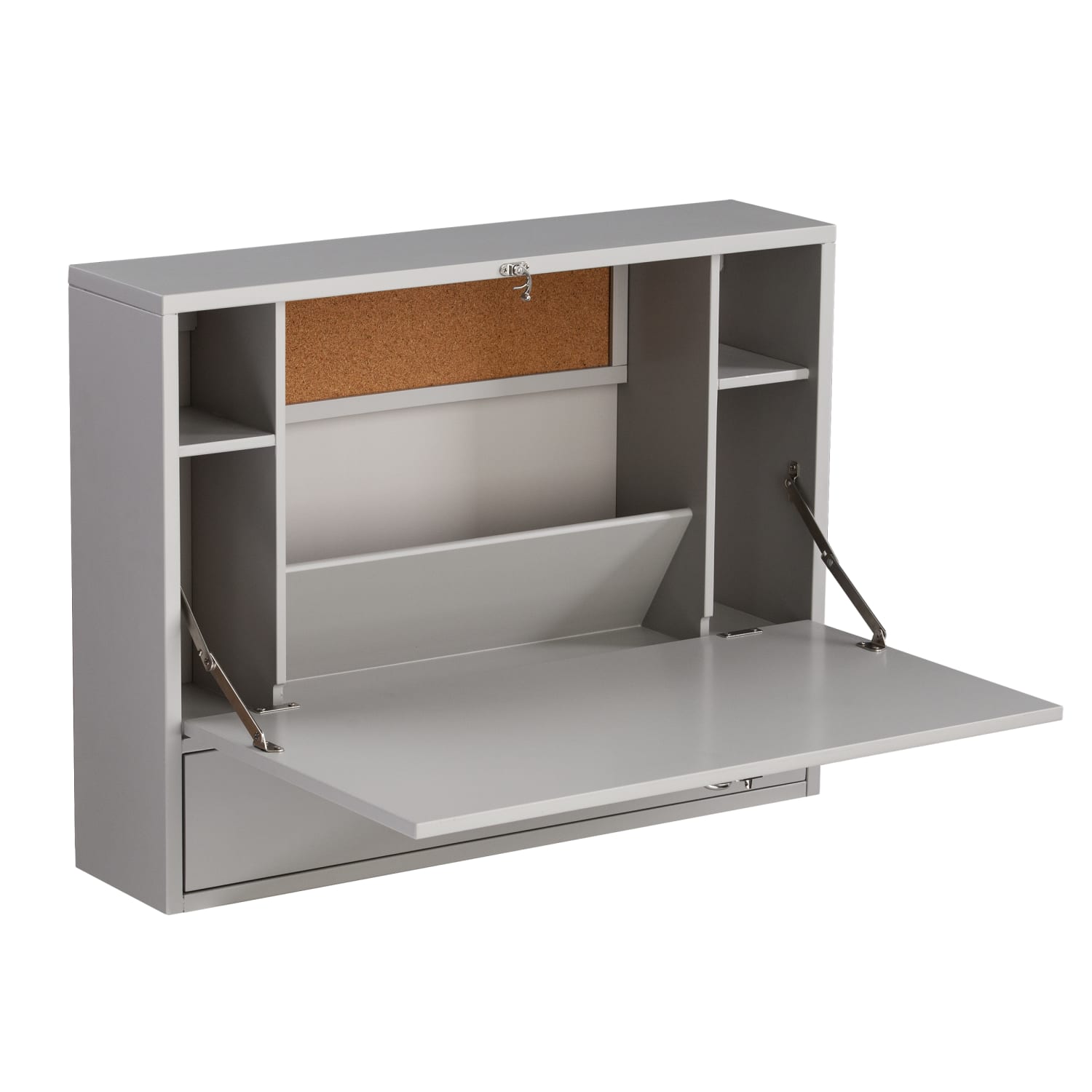 SEI Furniture Wall-Mount 26inW Writing Desk With Storage, Gray - Image 3
